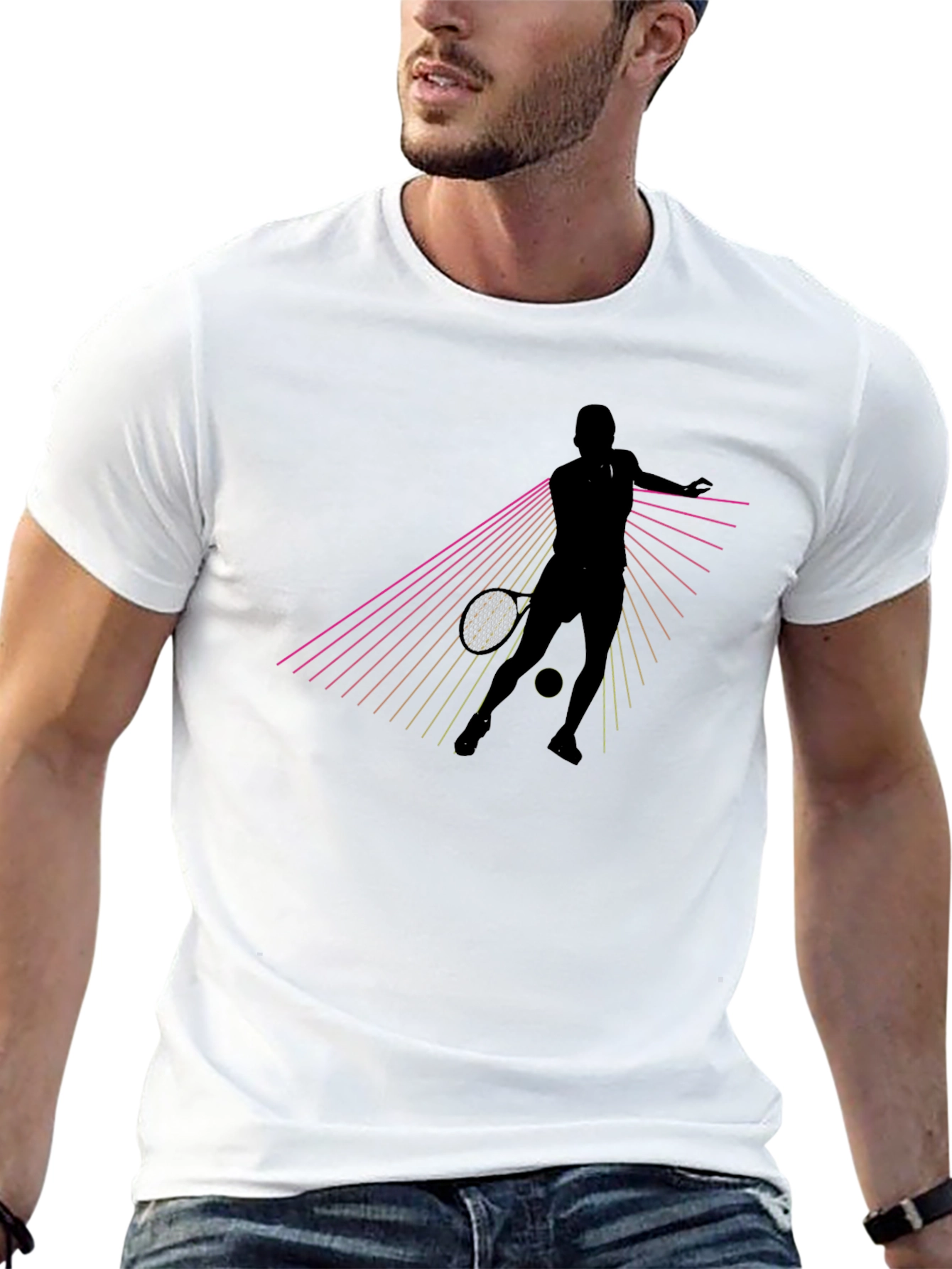 Tennis Player Graphic T-Shirt - Black