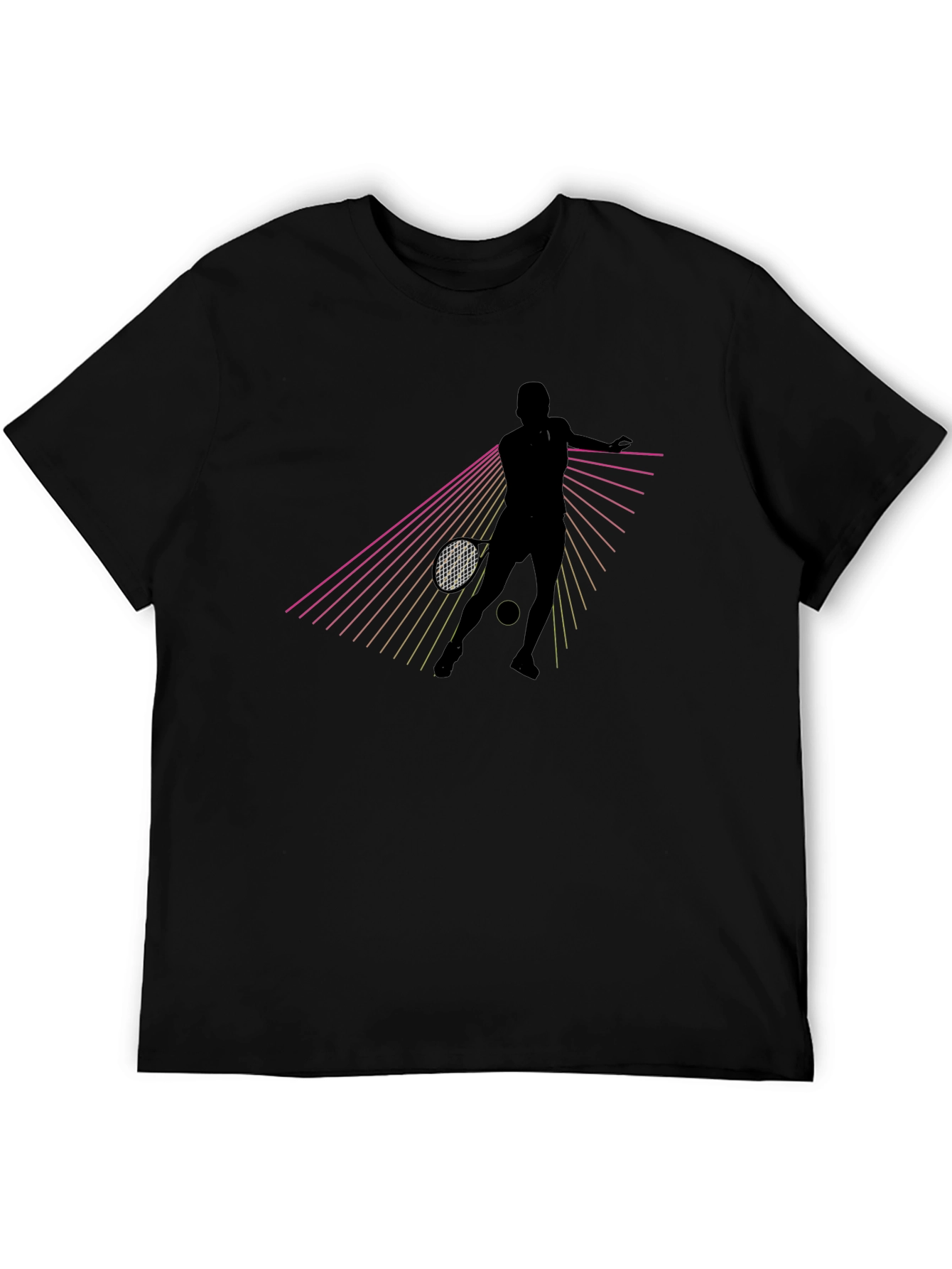Tennis Player Graphic T-Shirt - Black