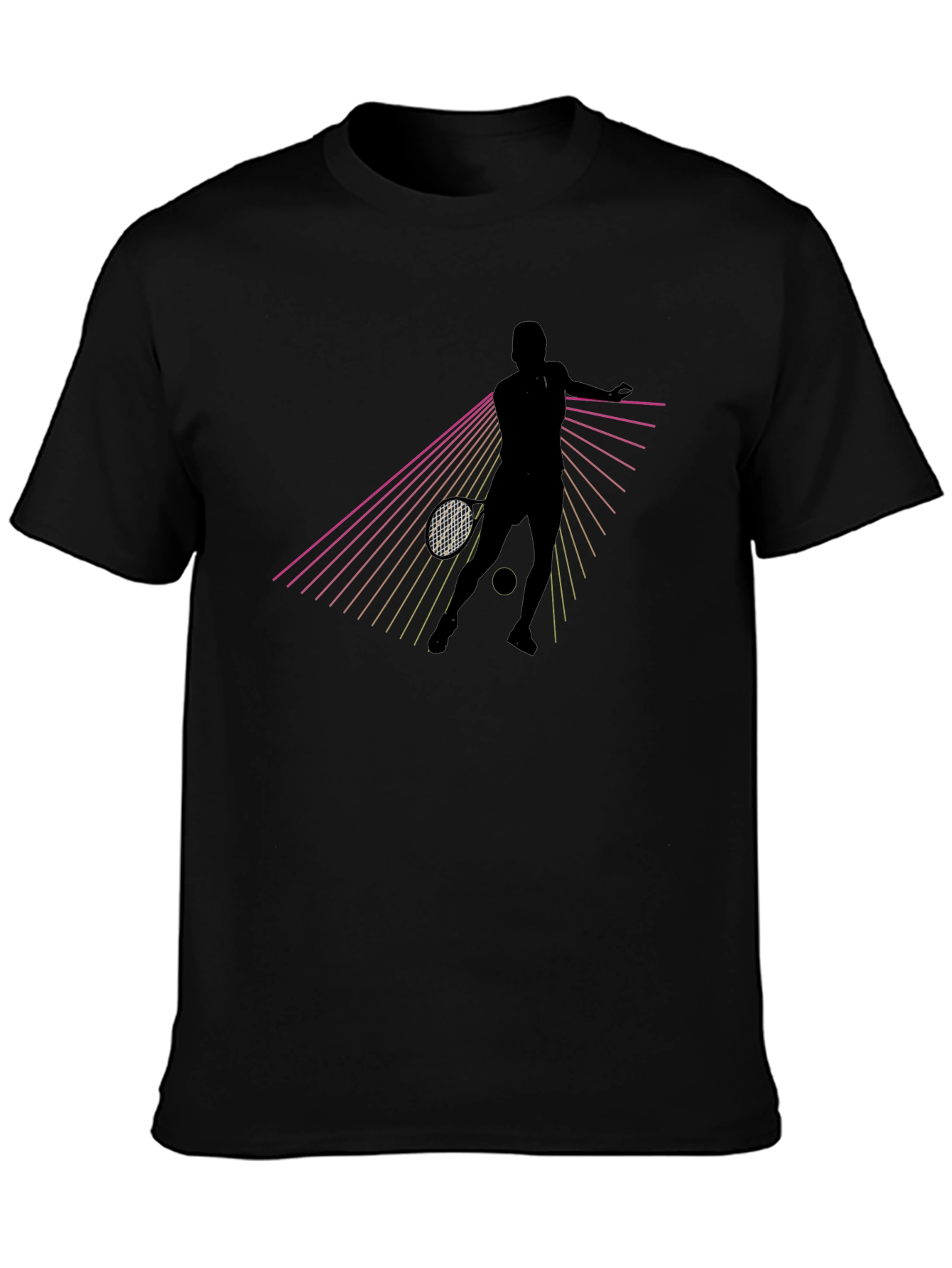 Tennis Player Graphic T-Shirt - Black