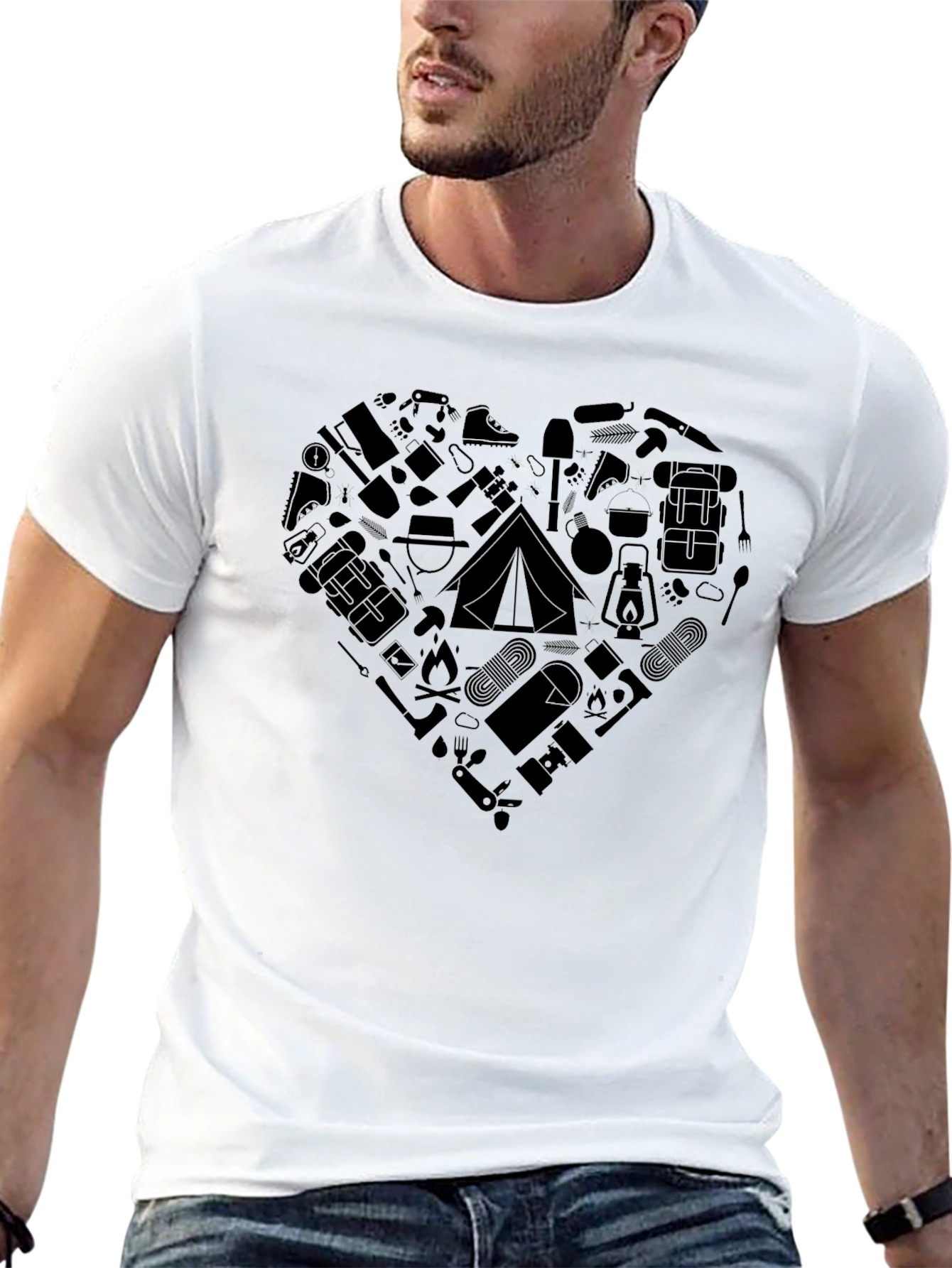 Camping Heart Graphic T-Shirt - Outdoor Adventure Tee