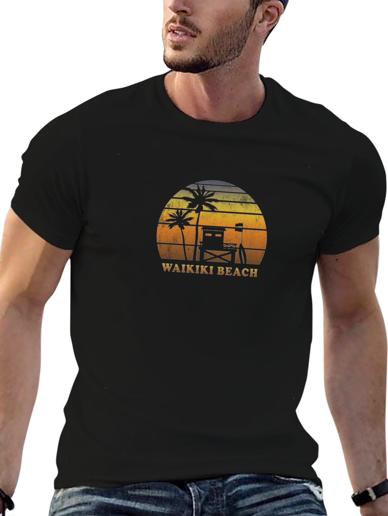 Waikiki Beach Sunset Graphic T-Shirt
