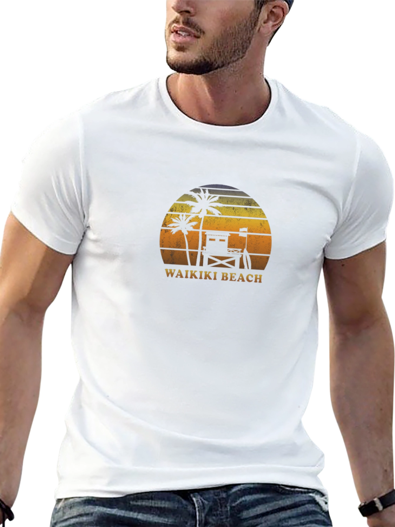 Waikiki Beach Sunset Graphic T-Shirt