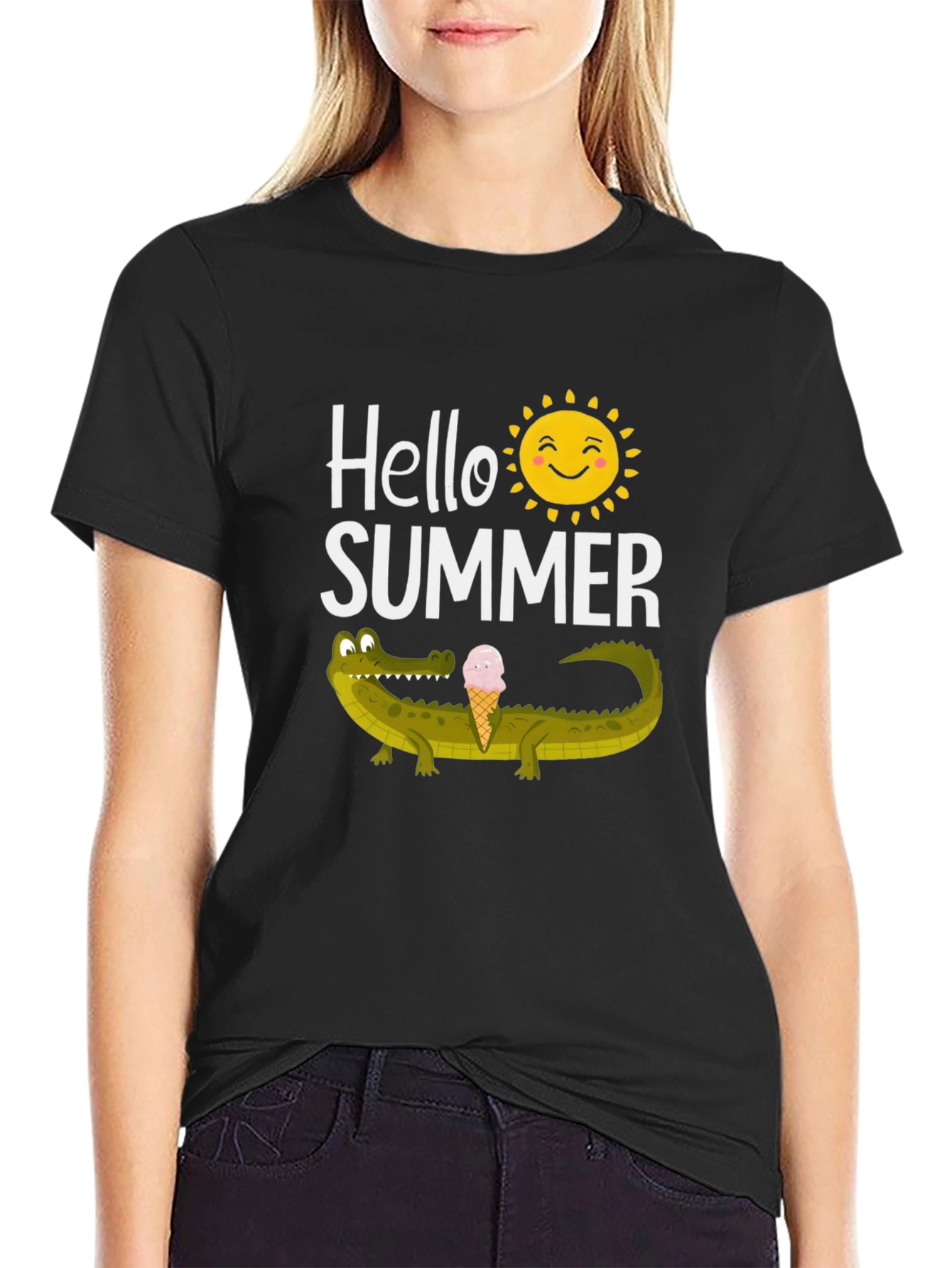 Hello Summer Crocodile Graphic Tee