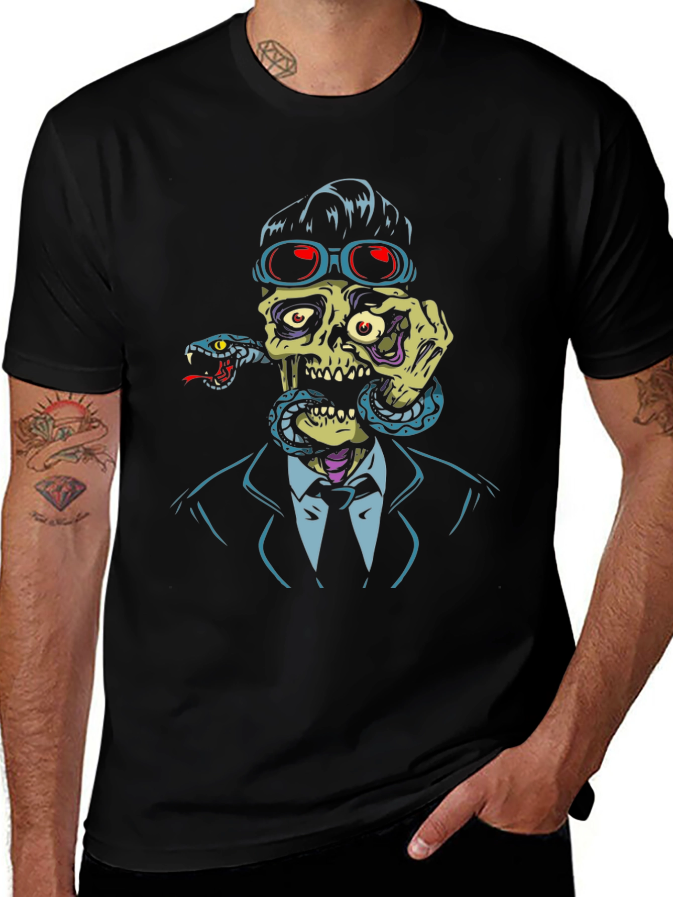 Skull & Snake Graphic T-Shirt