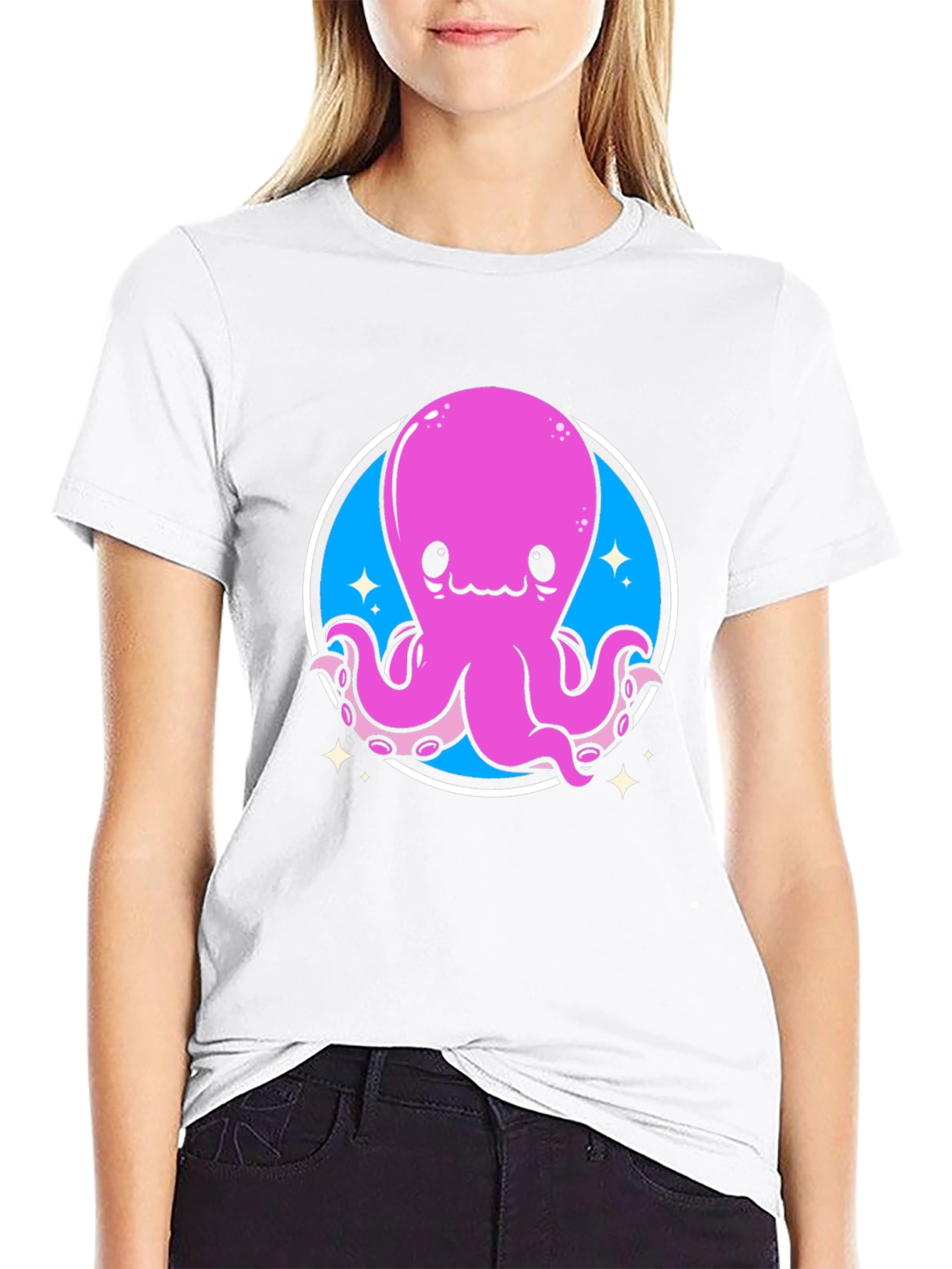 Cute Octopus Graphic Tee - Black Unisex T-Shirt
