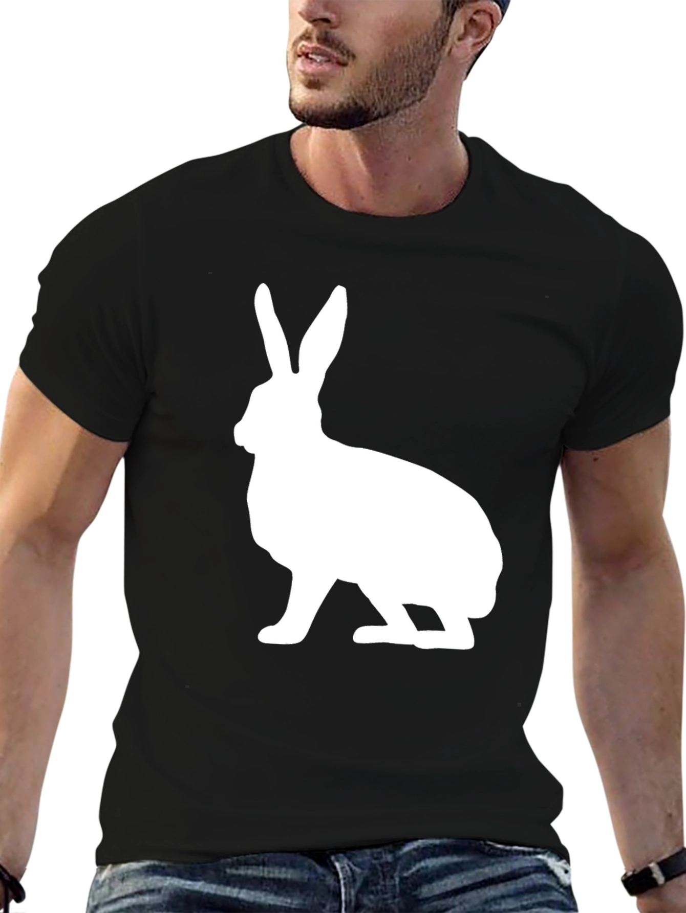 Rabbit Graphic Print Crew Neck T-Shirt