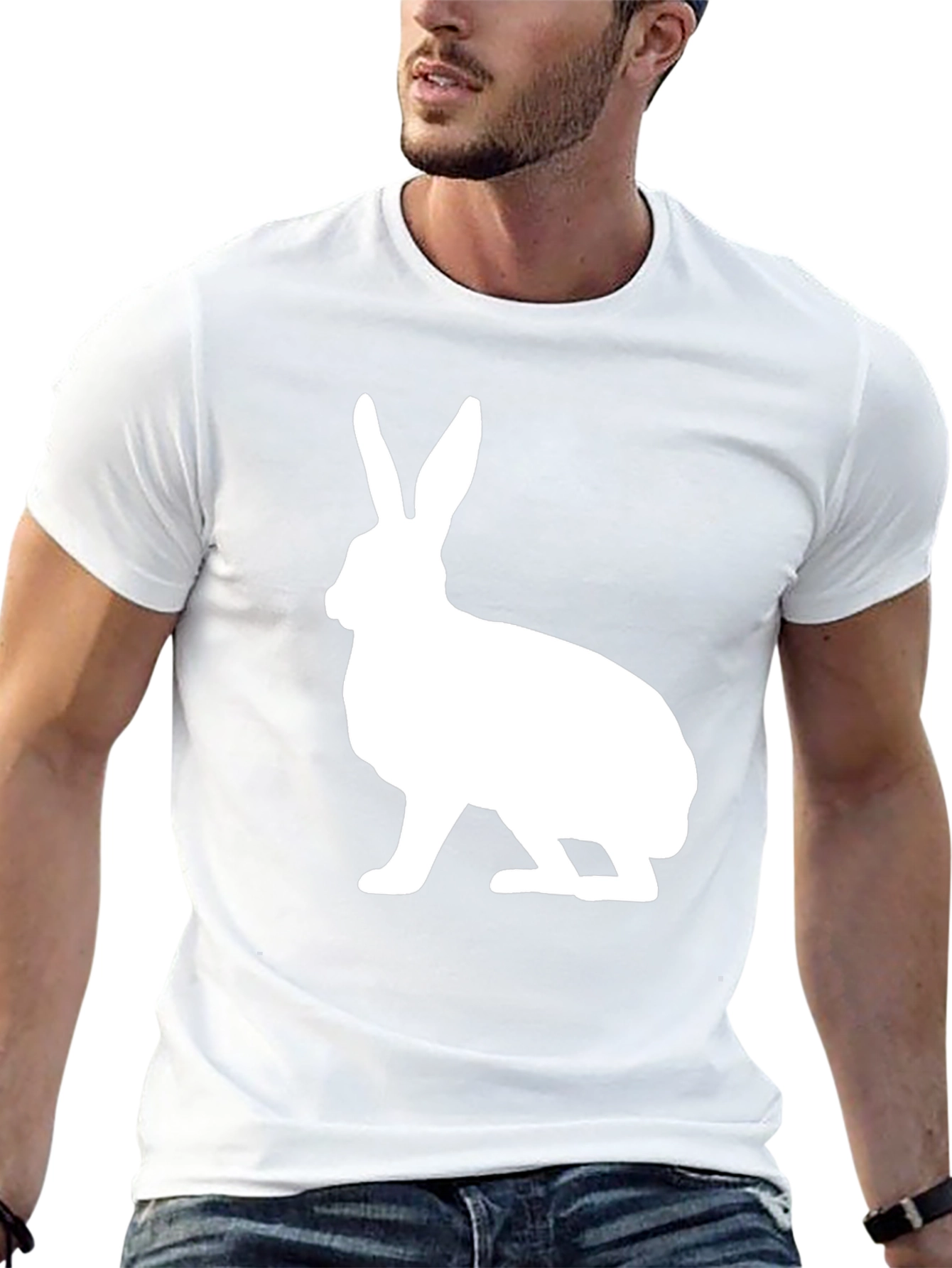 Rabbit Graphic Print Crew Neck T-Shirt