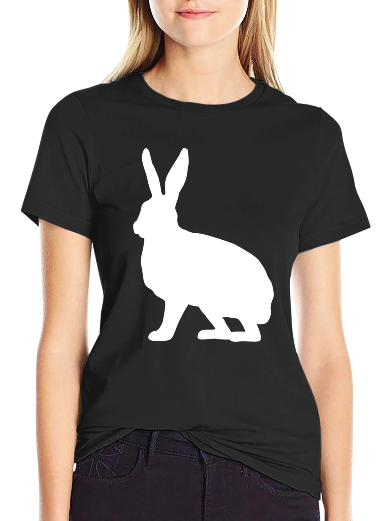 Rabbit Graphic Print Crew Neck T-Shirt