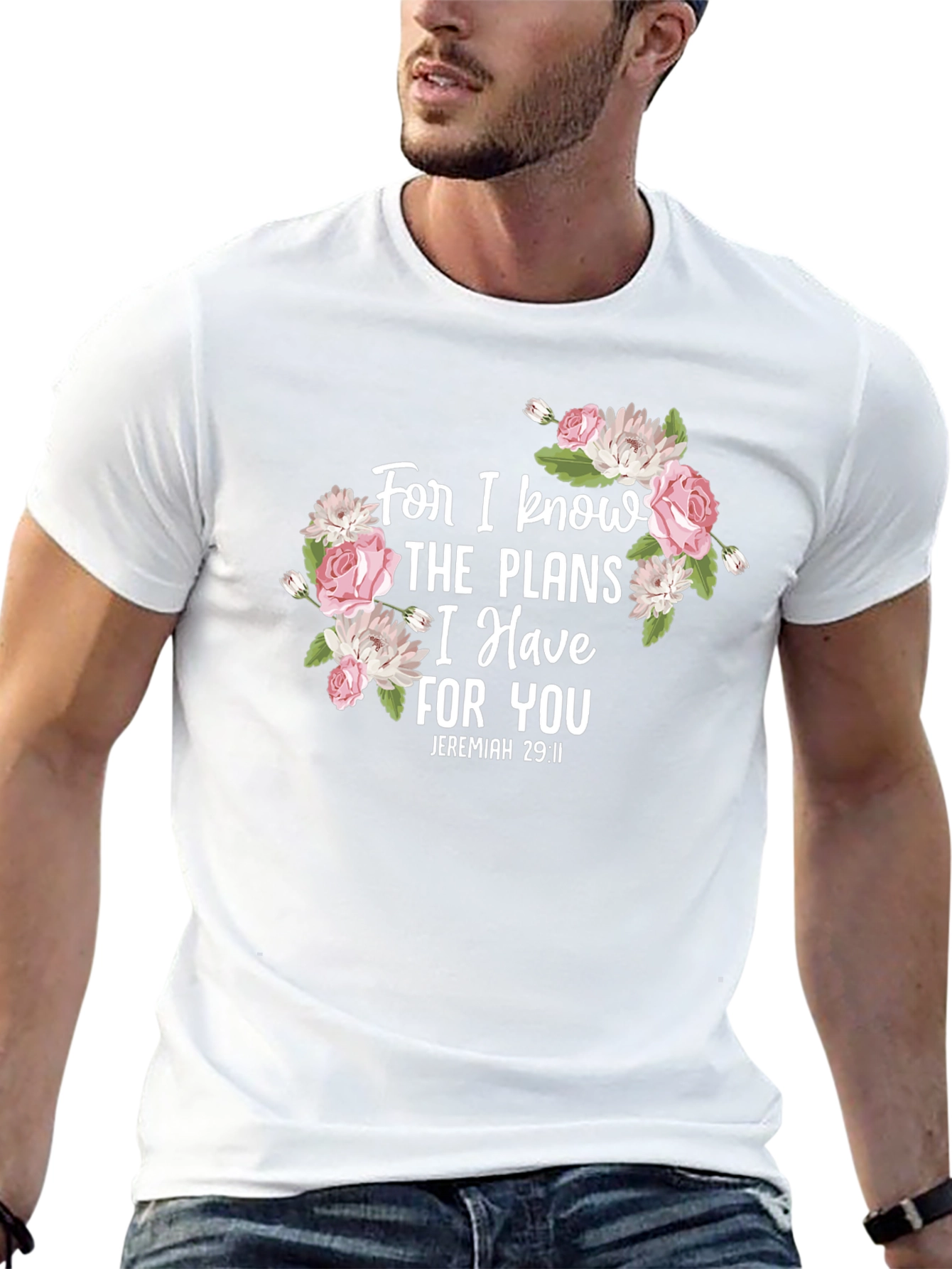 Floral Scripture T-Shirt - Jeremiah 29:11 Black Tee