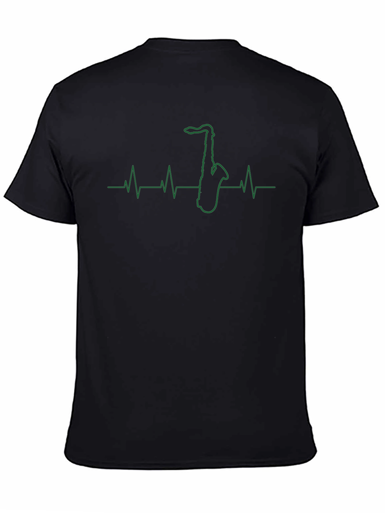 Saxophone Heartbeat Graphic Tee - Black
