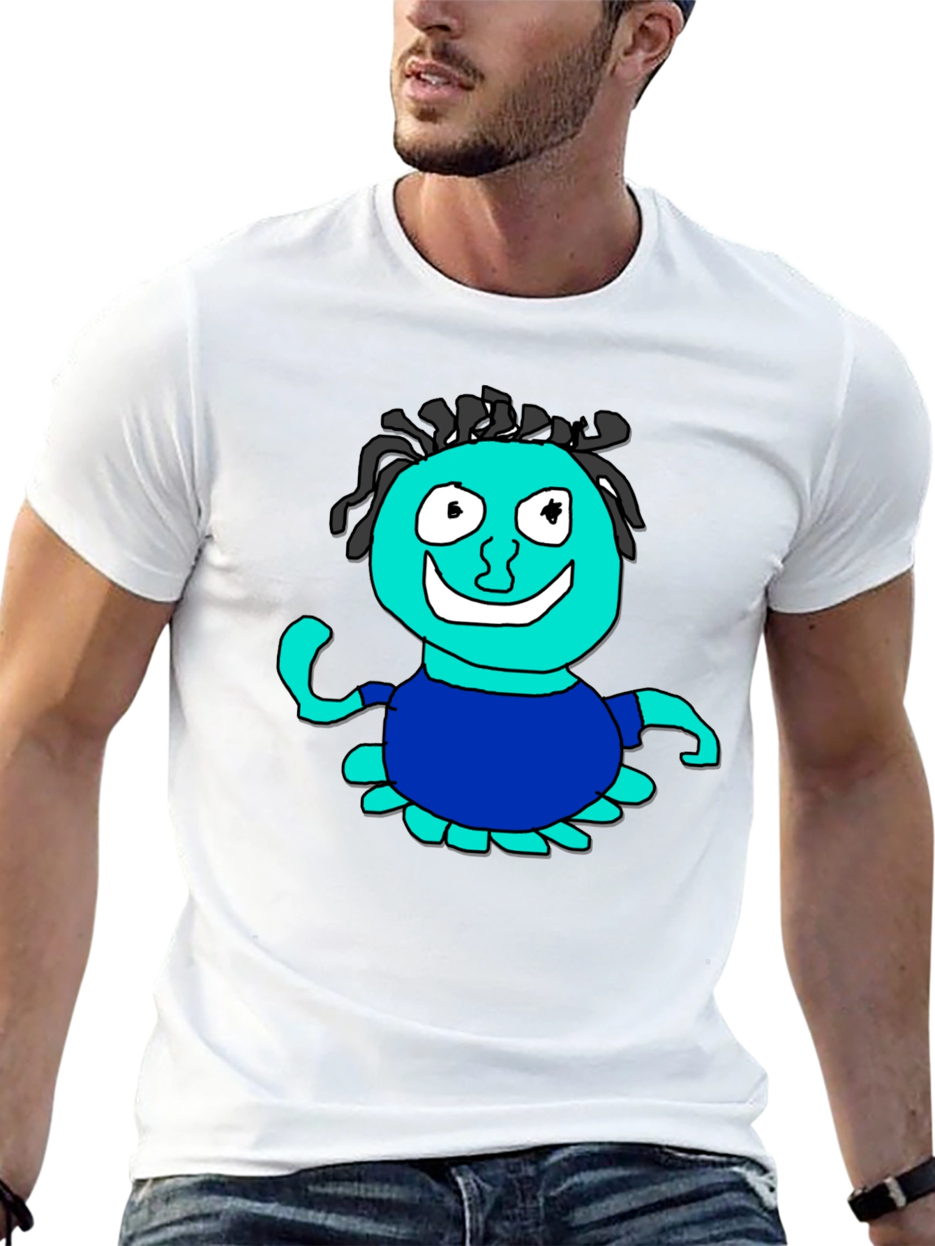 Fun Cartoon Character Graphic Black T-Shirt