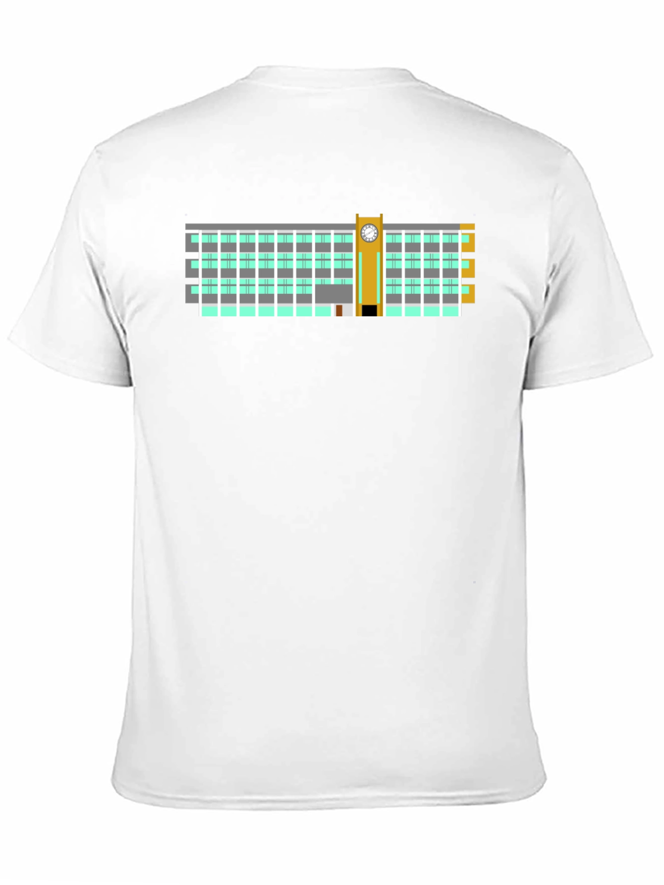 Clock Tower Building Graphic Tee - Black Cotton T-Shirt