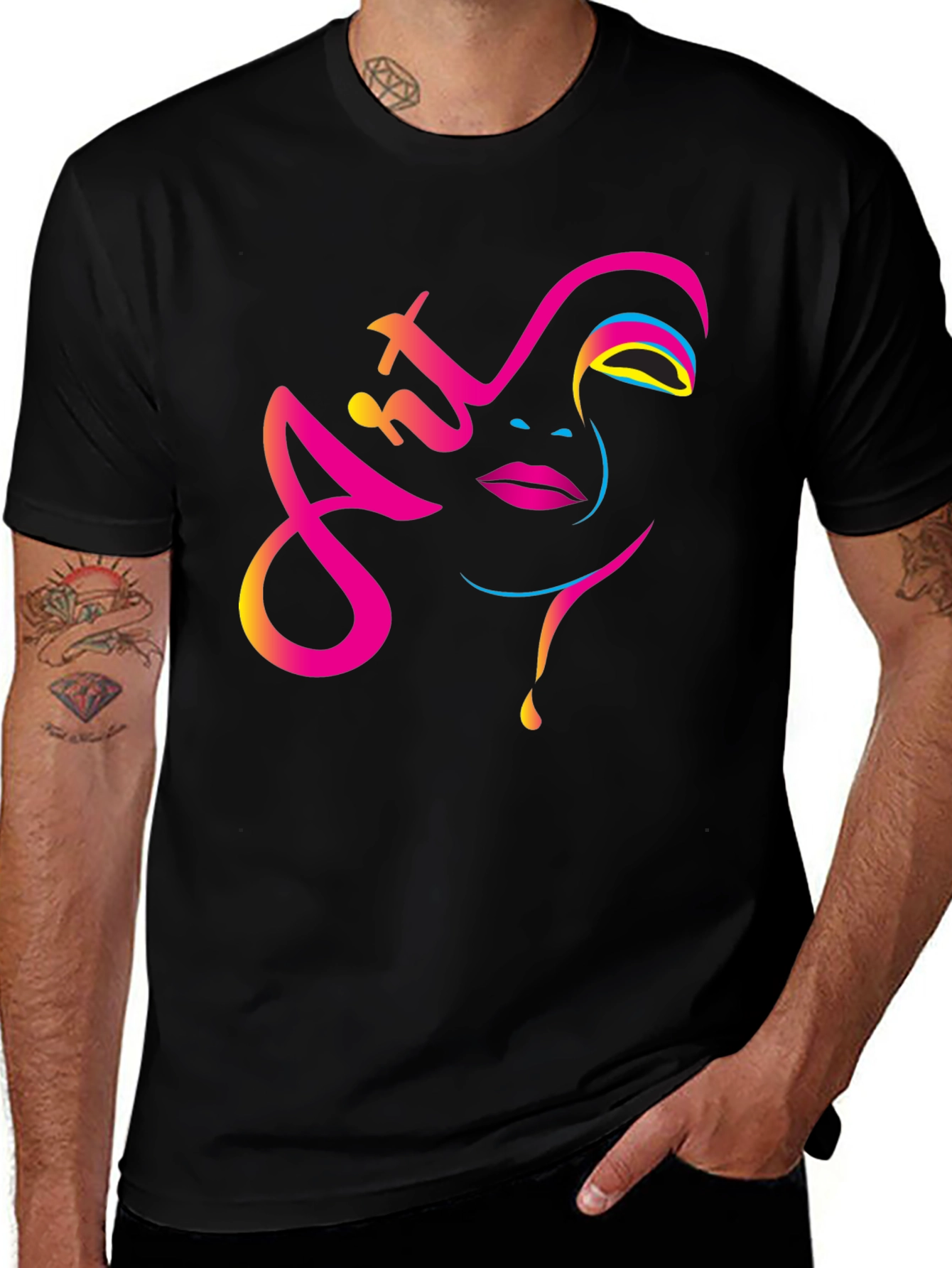 Art Face Graphic Tee - Modern Artistic Design