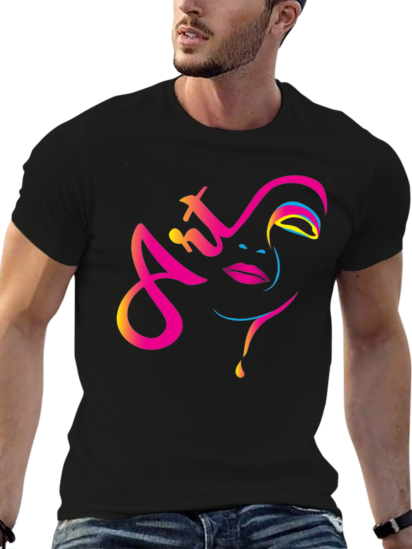 Art Face Graphic Tee - Modern Artistic Design