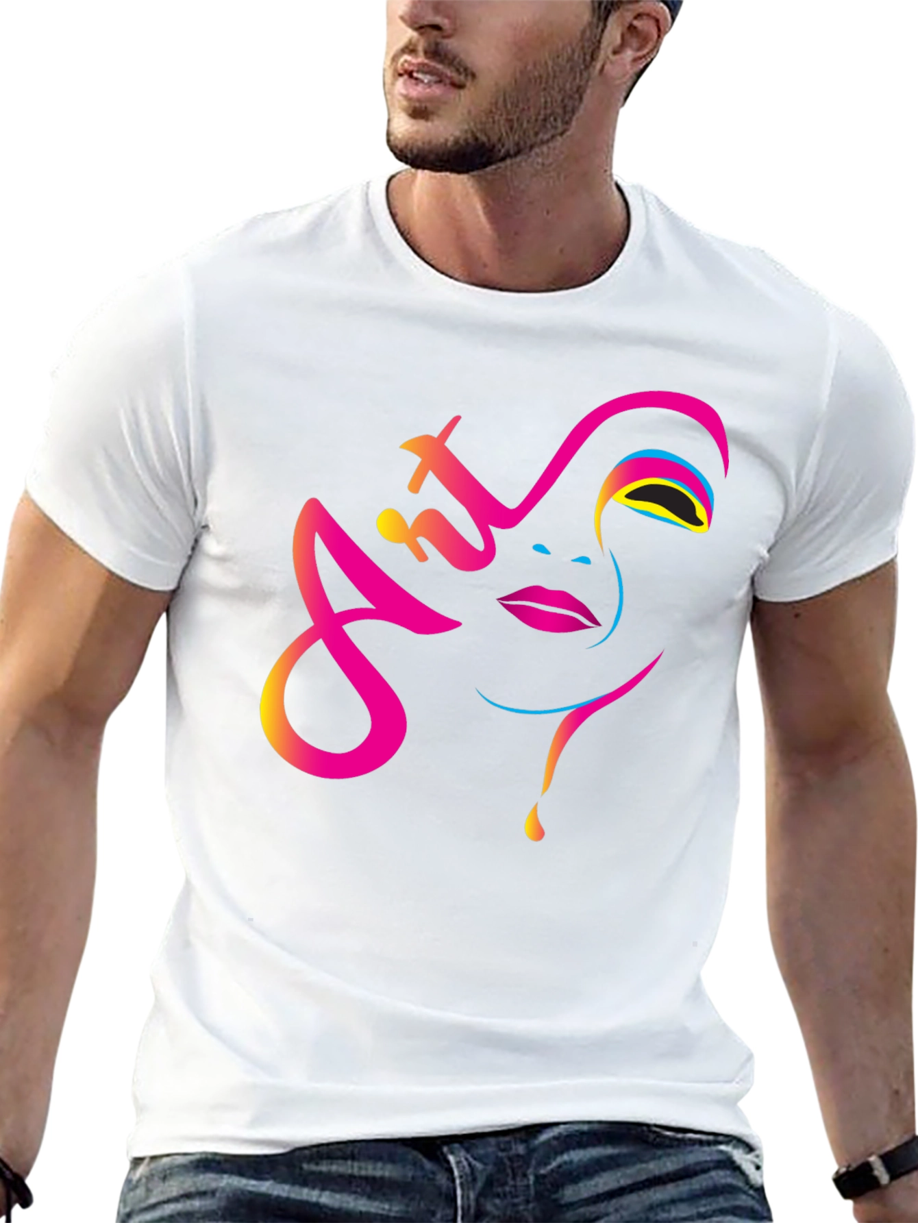 Art Face Graphic Tee - Modern Artistic Design