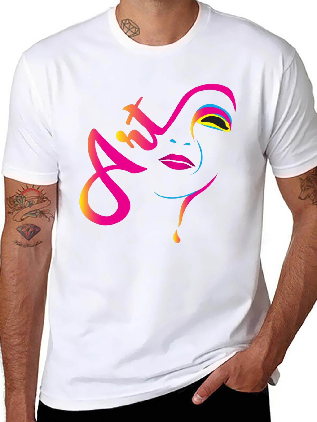Art Face Graphic Tee - Modern Artistic Design