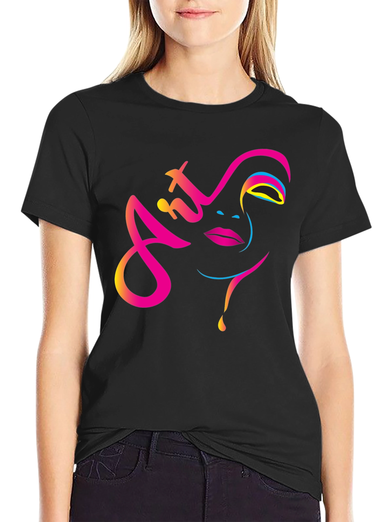 Art Face Graphic Tee - Modern Artistic Design
