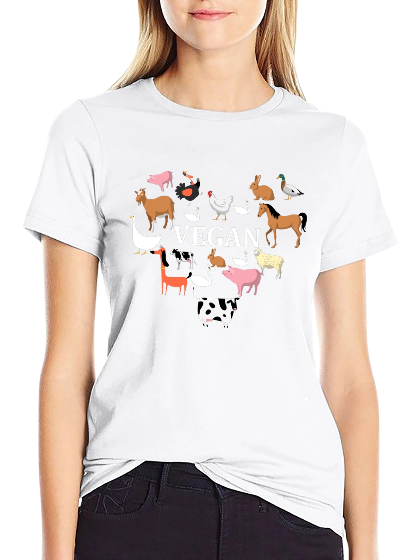 Vegan Heart Graphic Tee - Animal Lover Shirt