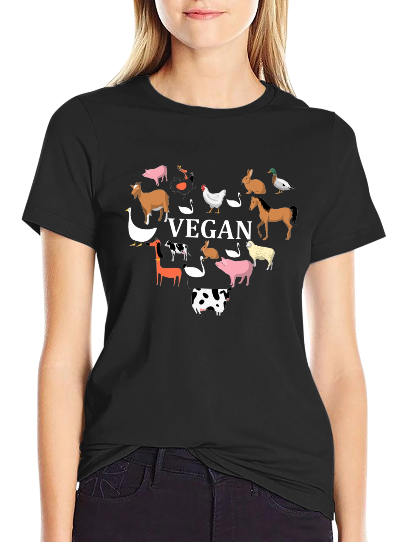Vegan Heart Graphic Tee - Animal Lover Shirt
