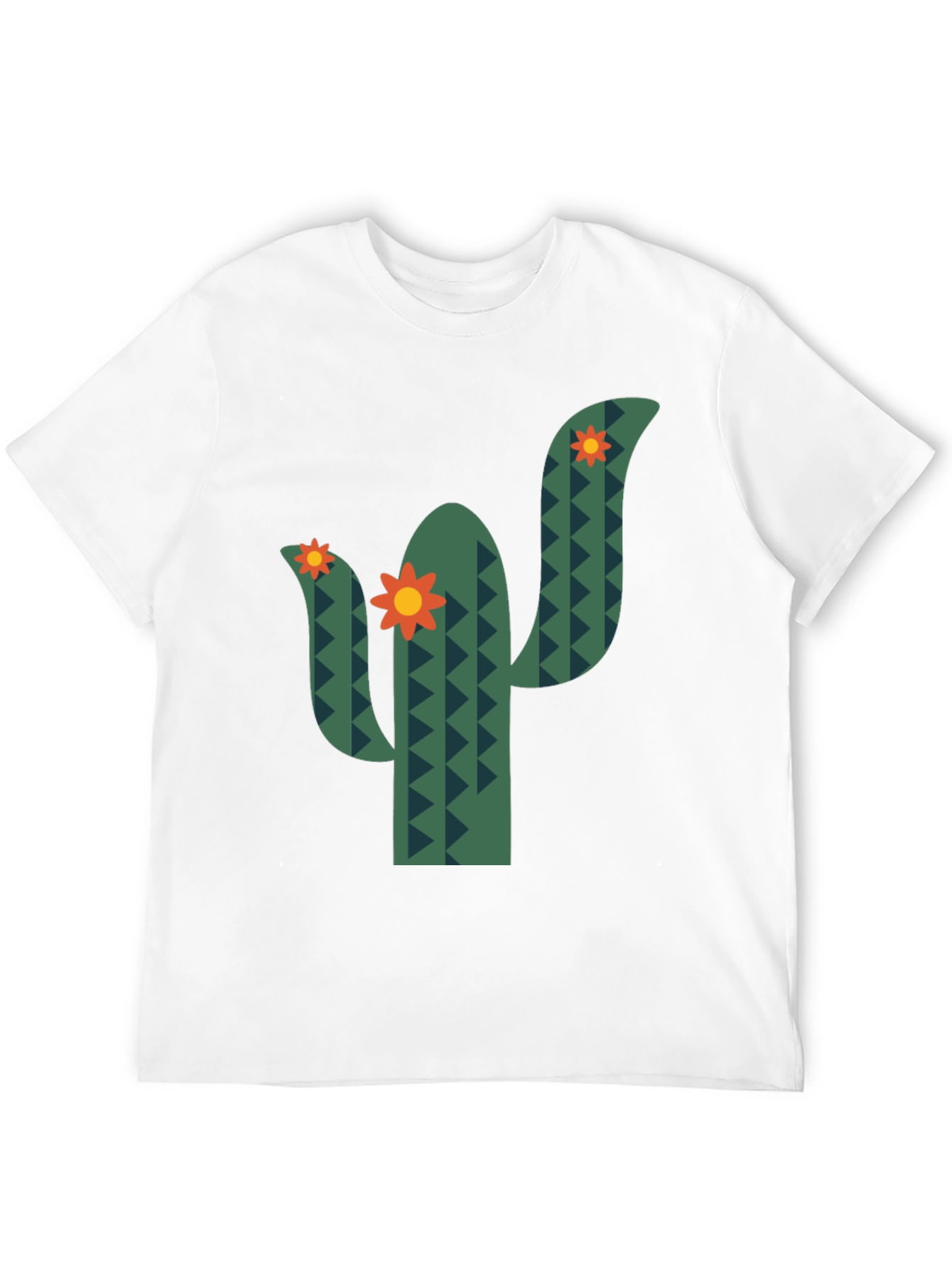 Cactus Flower Graphic Tee - Black Cotton T-Shirt