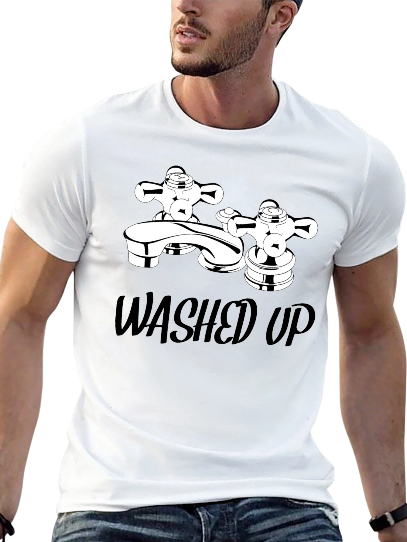 Washed Up Graphic Tee - Black Cotton T-Shirt