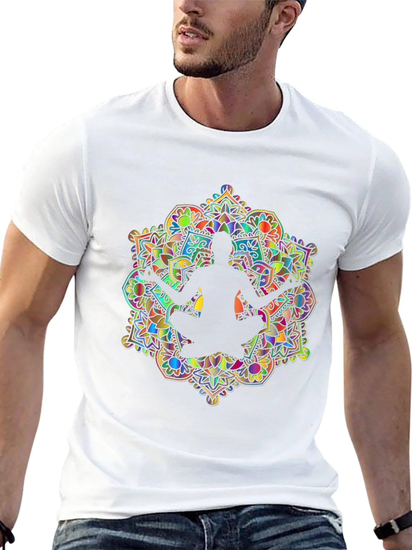 Mens Mandala Yoga Graphic Tee - Black