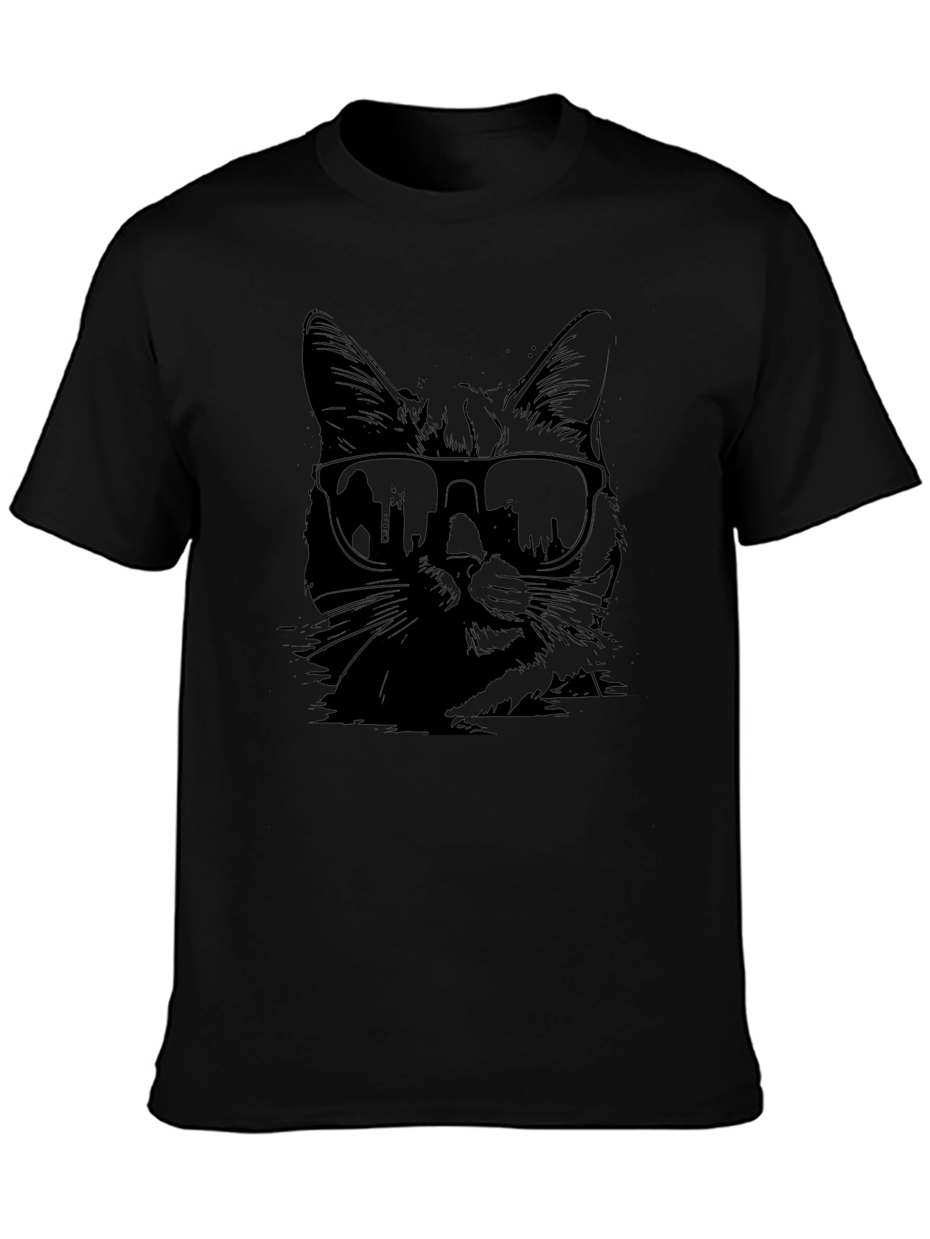 Cool Cat in Shades Graphic T-Shirt - Black