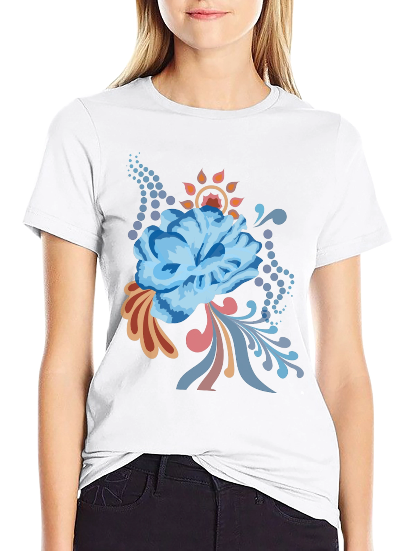 Floral Graphic Tee - Black Cotton Comfort