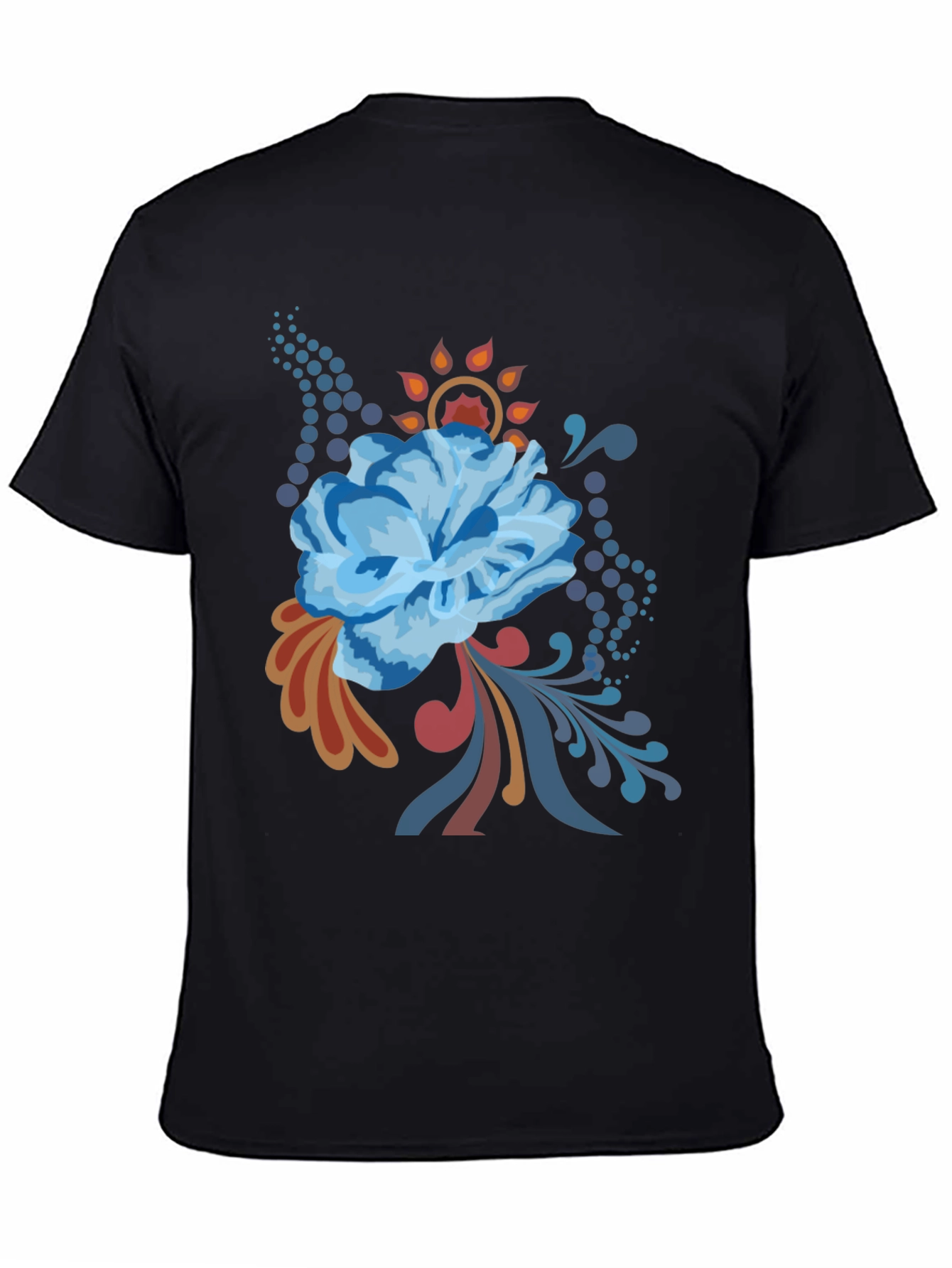 Floral Graphic Tee - Black Cotton Comfort