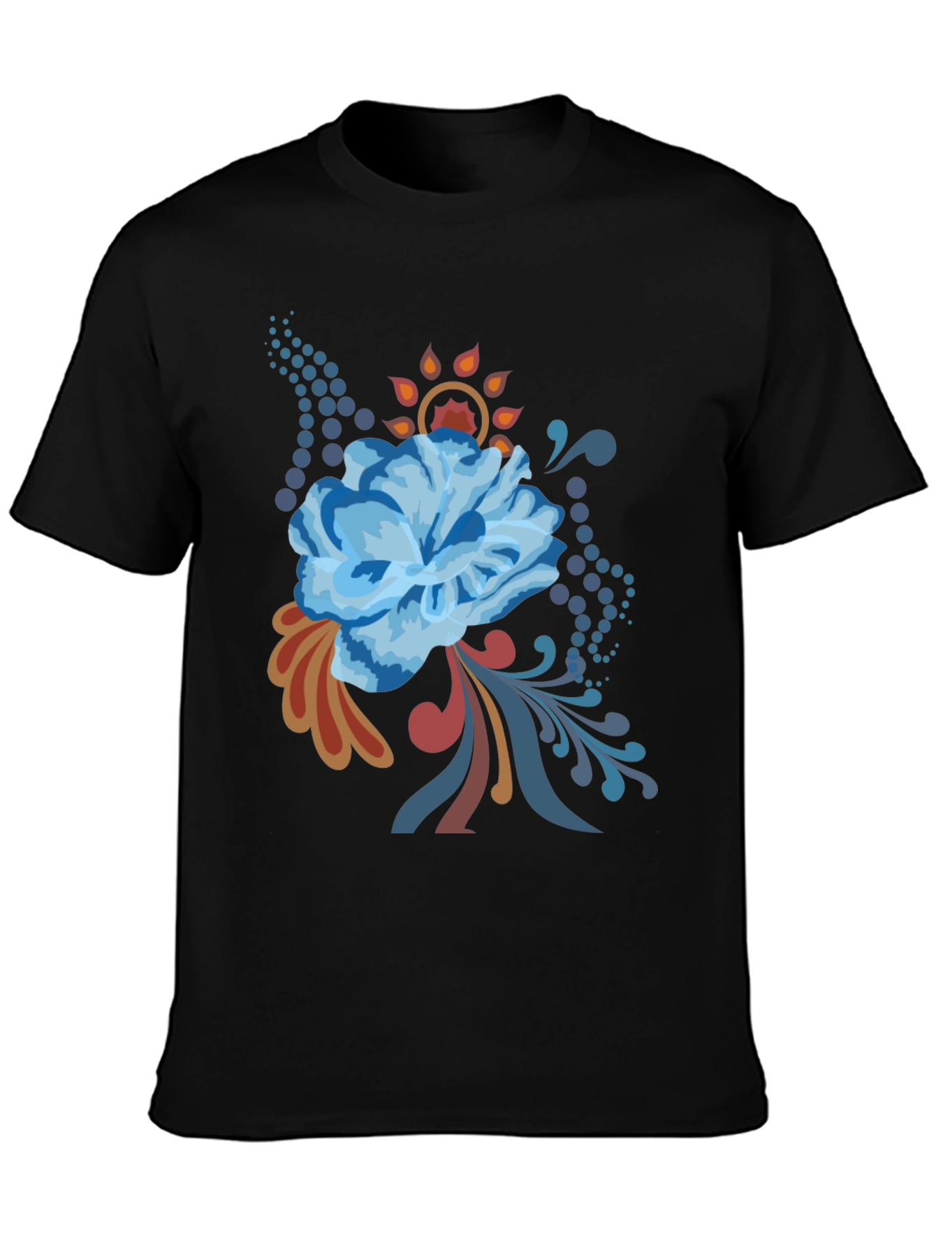 Floral Graphic Tee - Black Cotton Comfort
