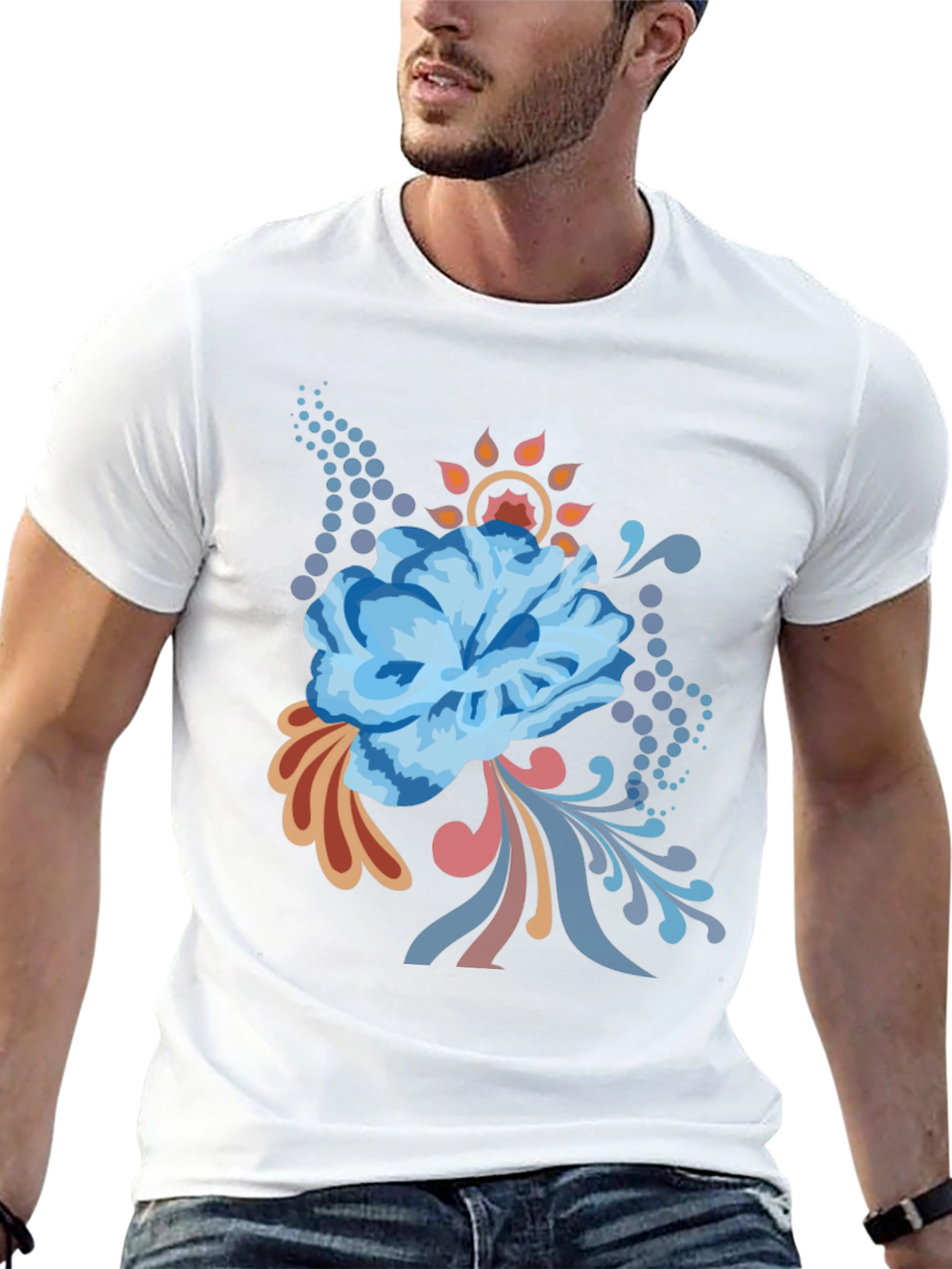 Floral Graphic Tee - Black Cotton Comfort