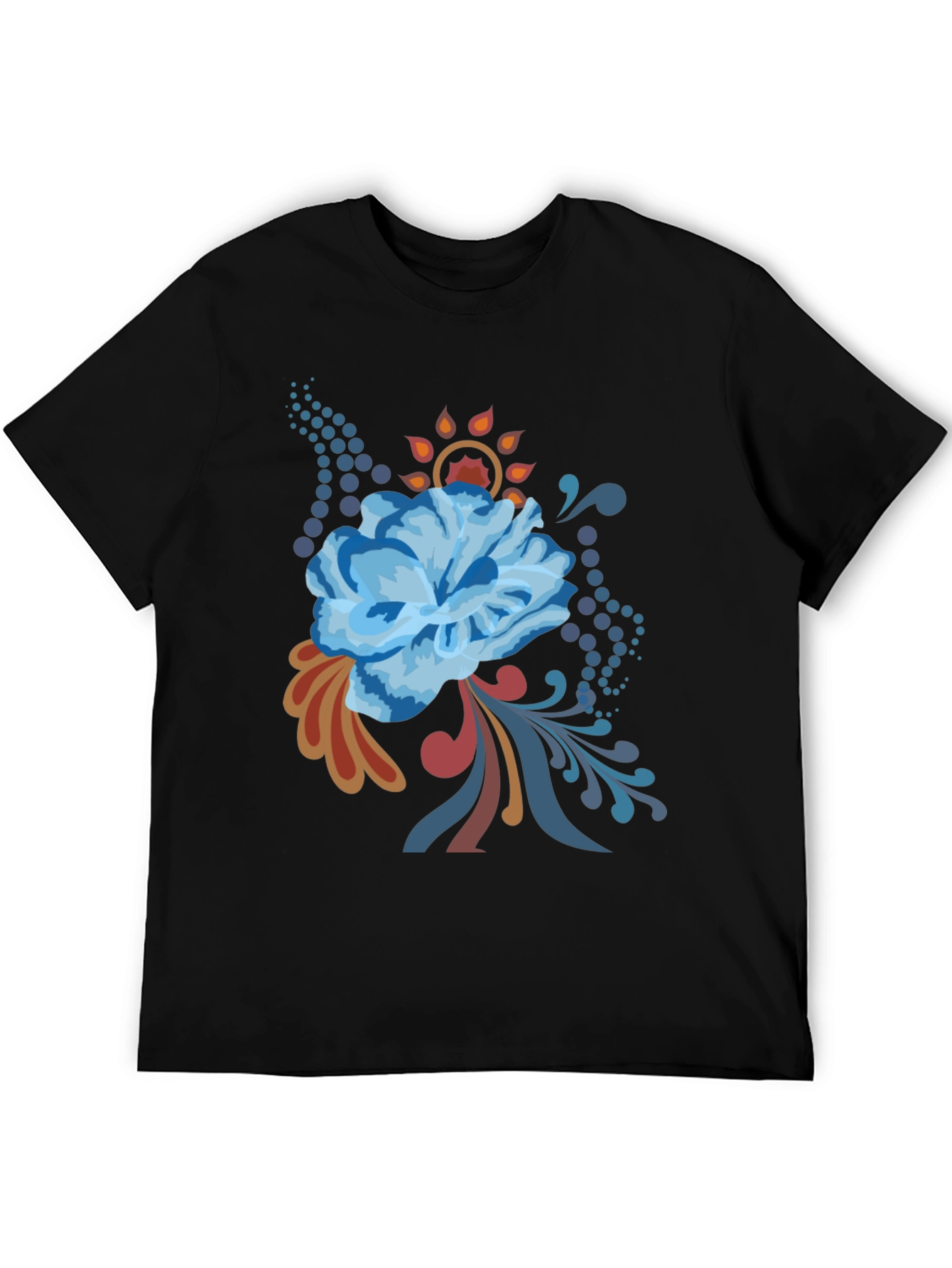 Floral Graphic Tee - Black Cotton Comfort