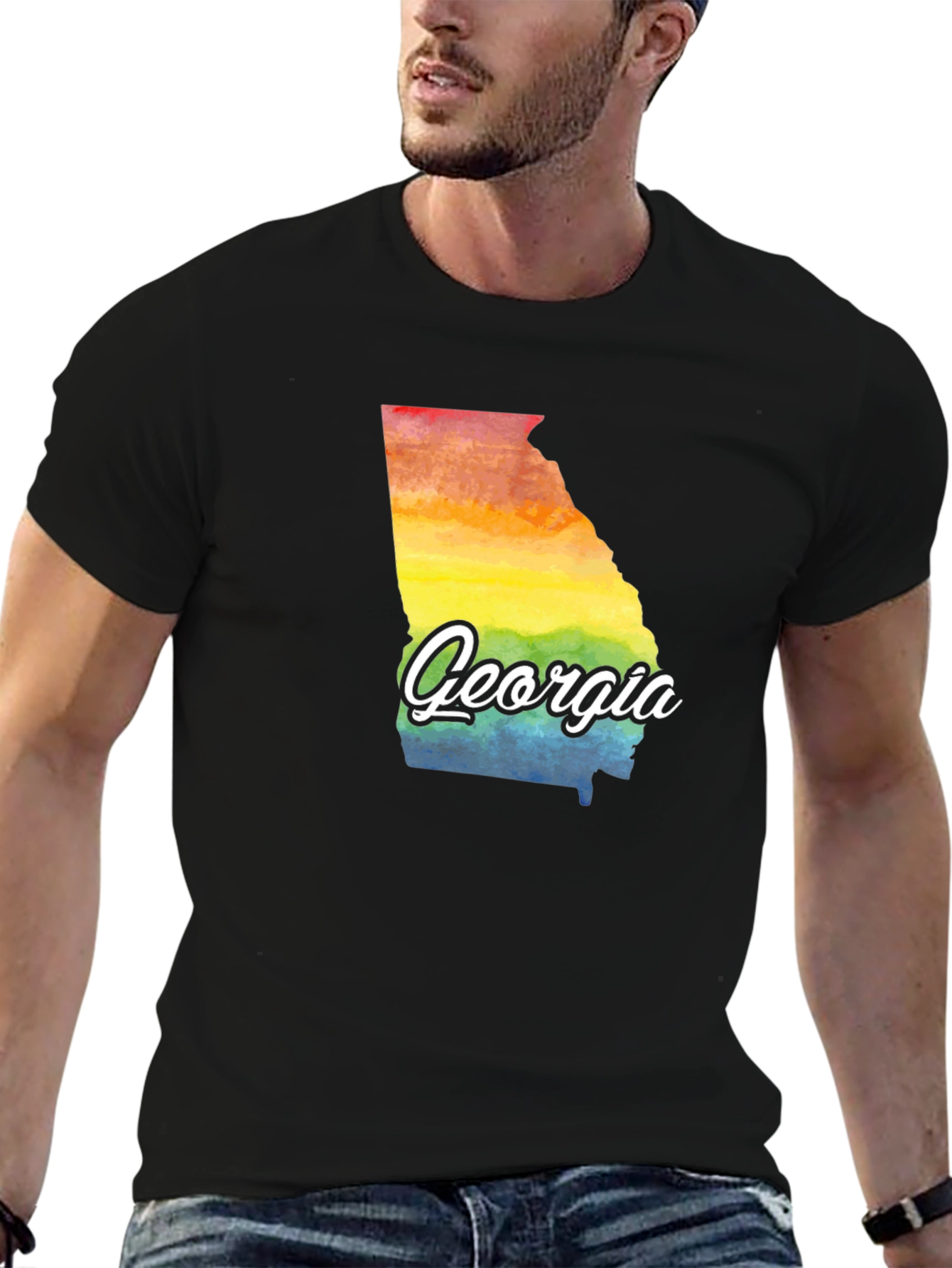 Georgia Pride State T-Shirt Rainbow Graphic