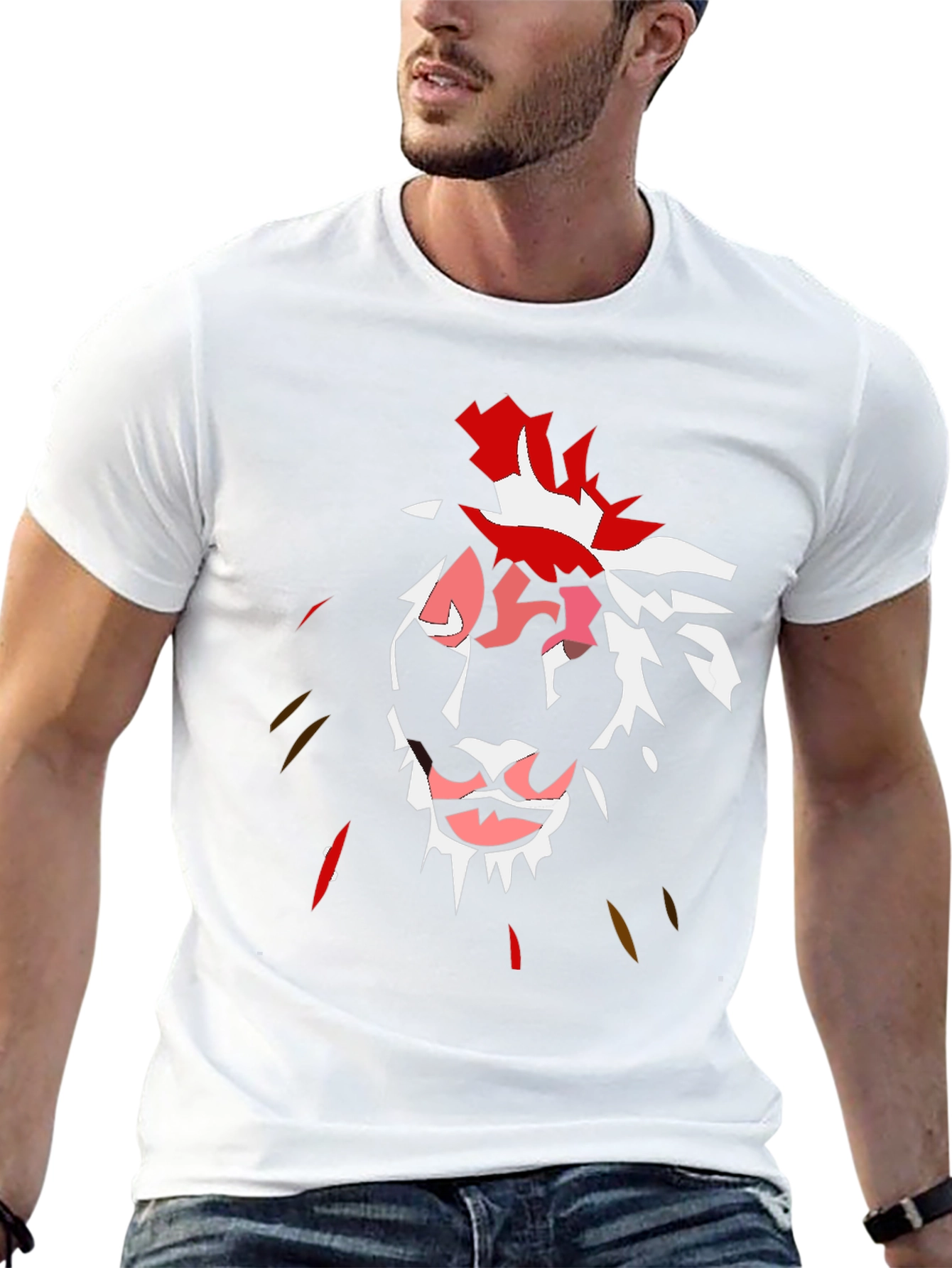 Abstract Lion Graphic Black T-Shirt