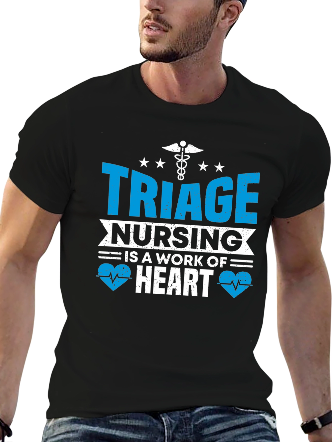 Triage Nursing Heart T-Shirt - Black Cotton Tee