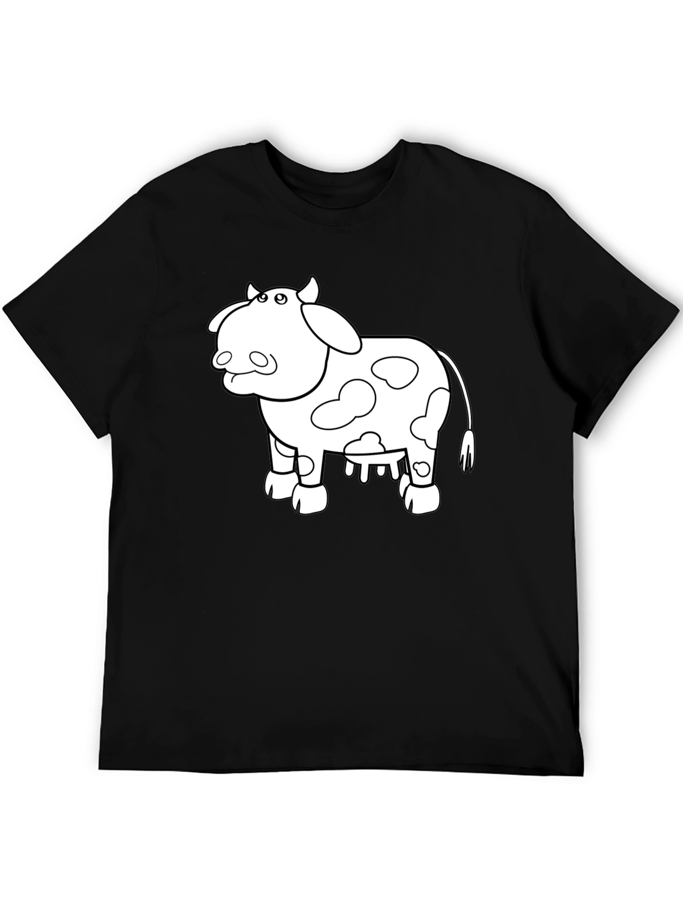 Cow Graphic Print T-Shirt - Casual Black Tee