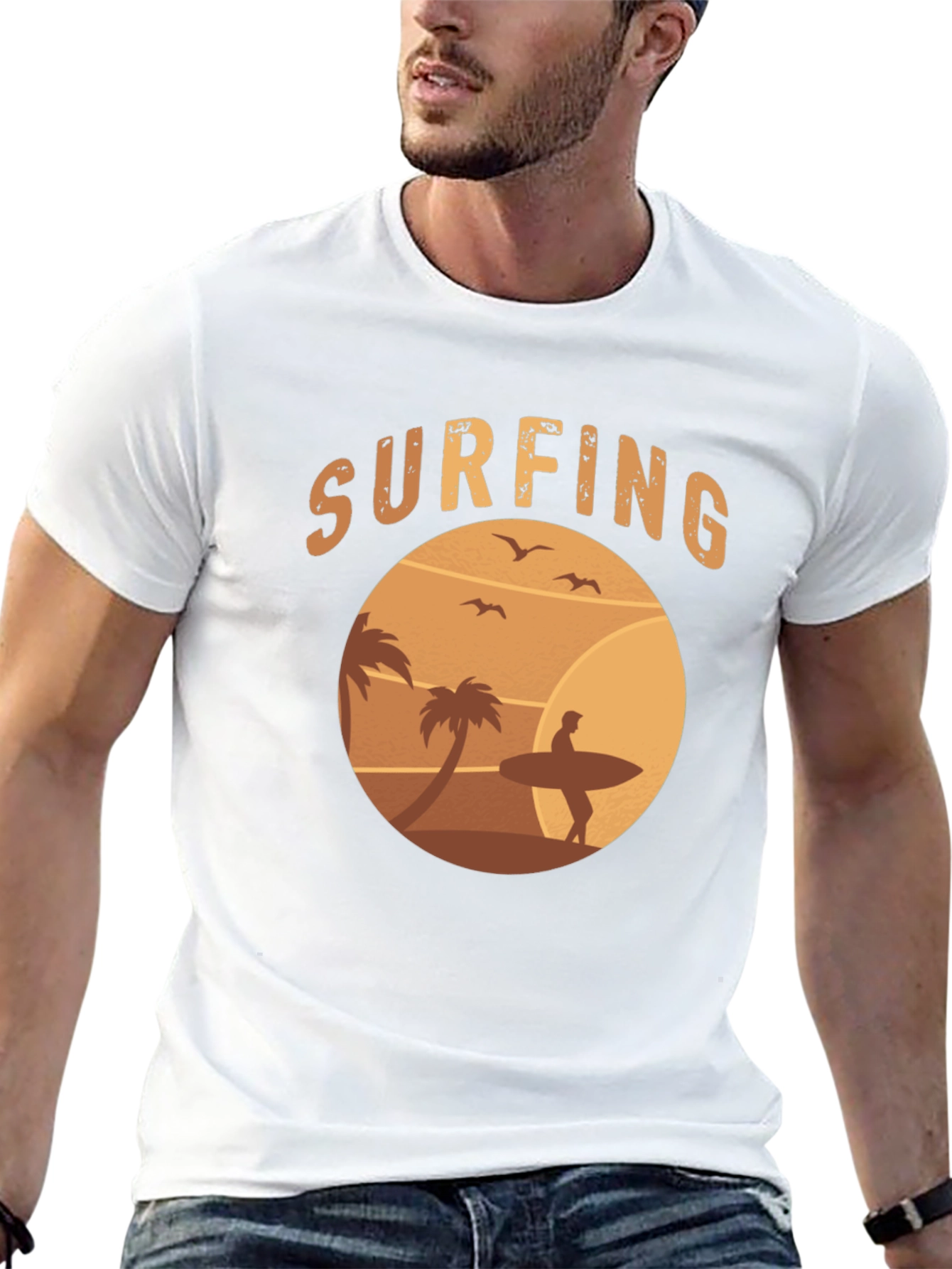 Surfing Beach T-Shirt - Retro Style