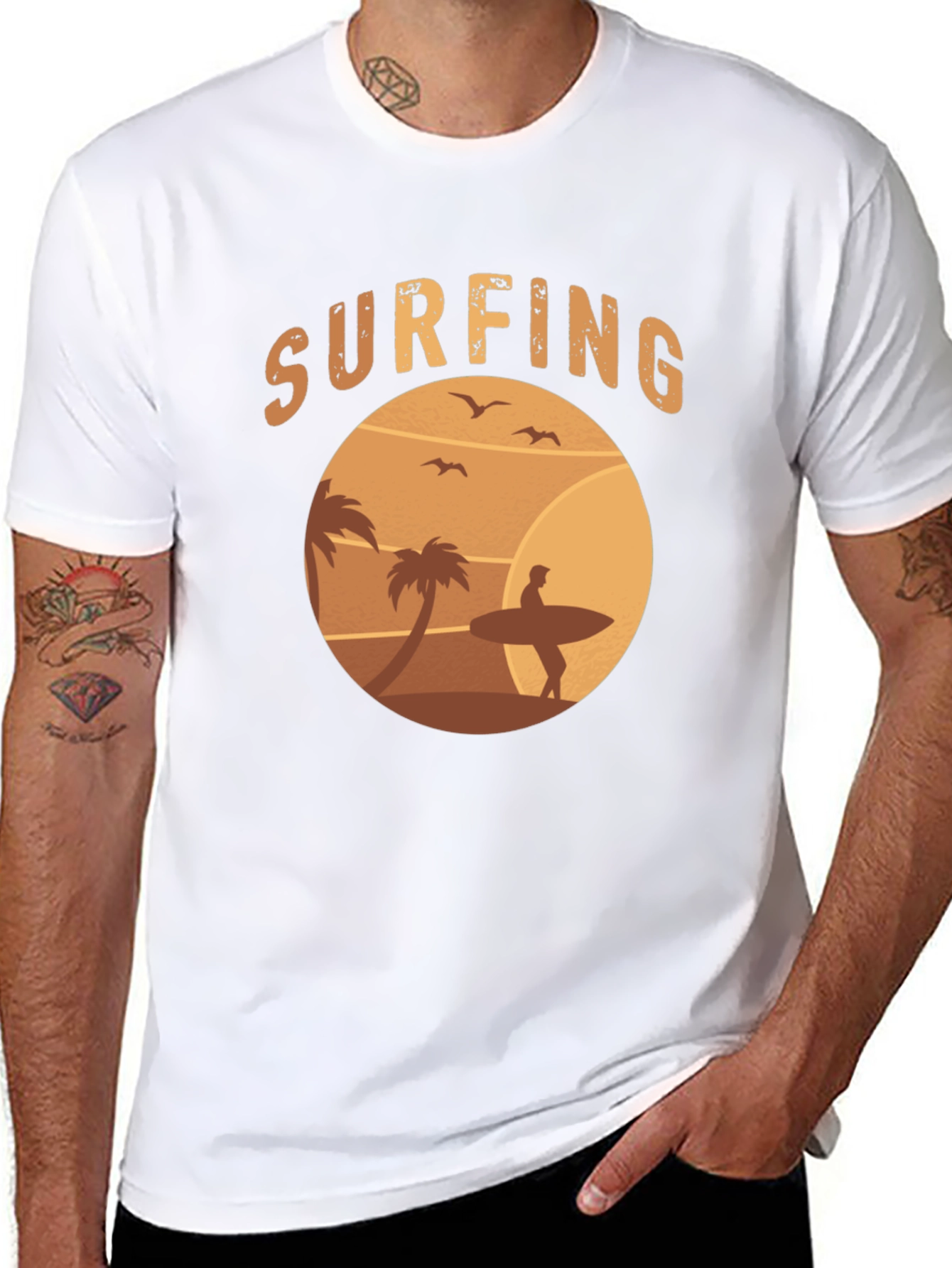 Surfing Beach T-Shirt - Retro Style