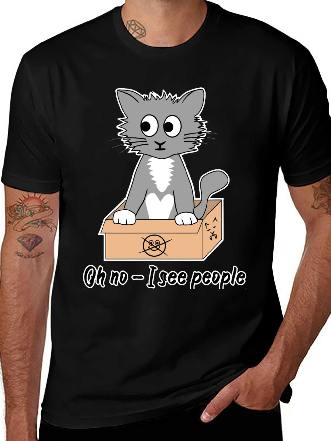 Cat in a Box T-Shirt - Funny Graphic Tee