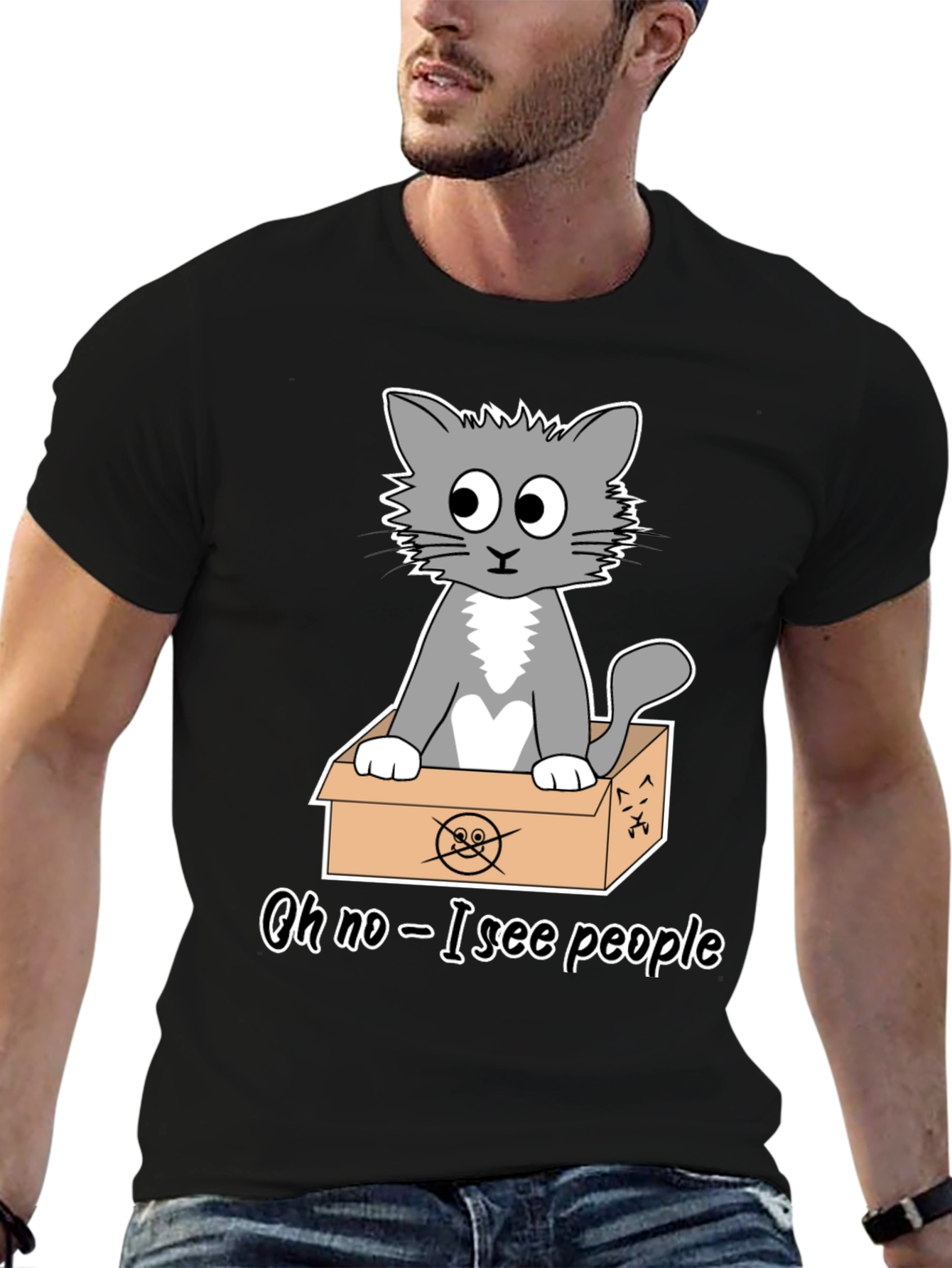 Cat in a Box T-Shirt - Funny Graphic Tee