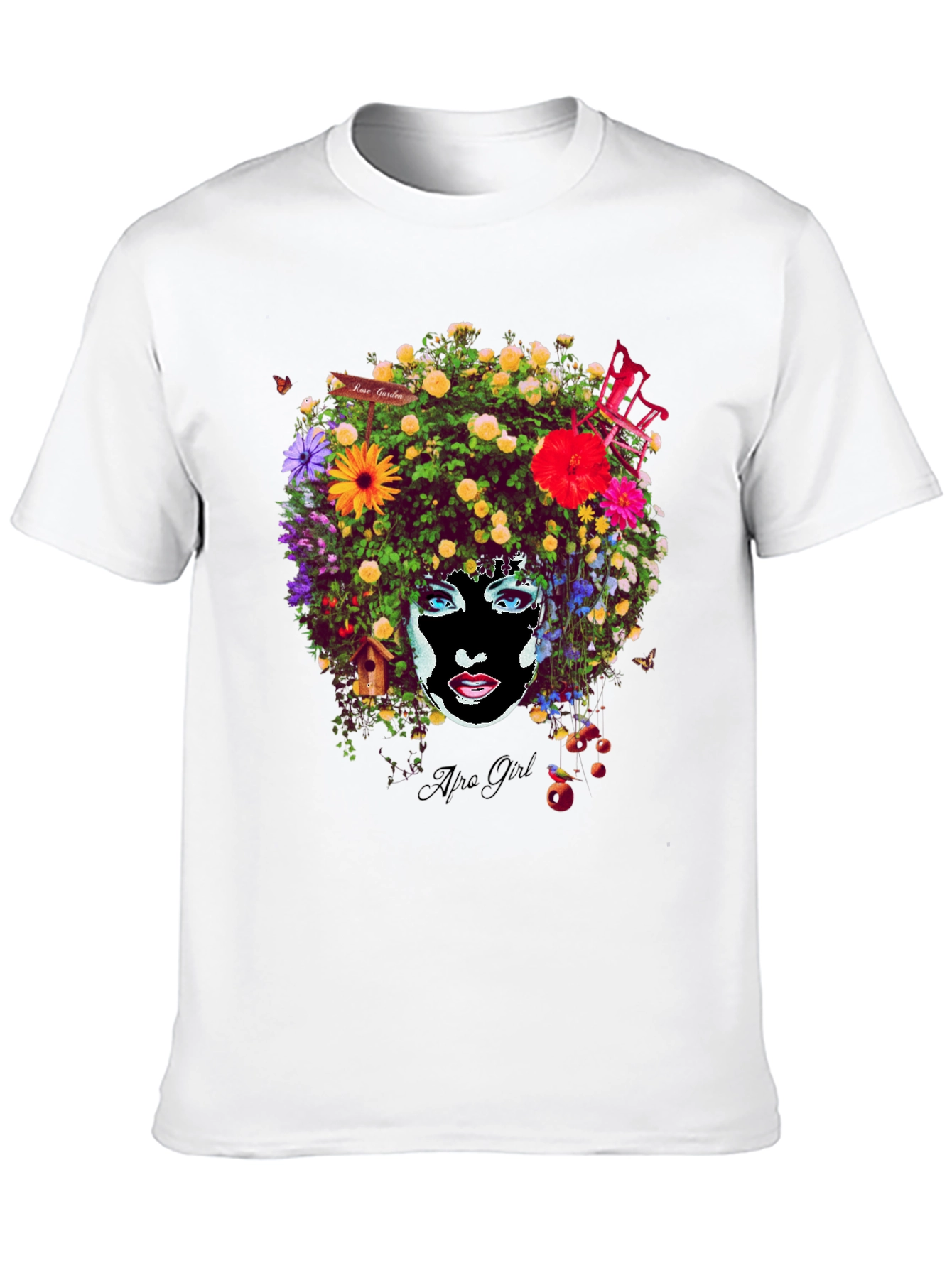 Afro Girl Floral Print T-Shirt