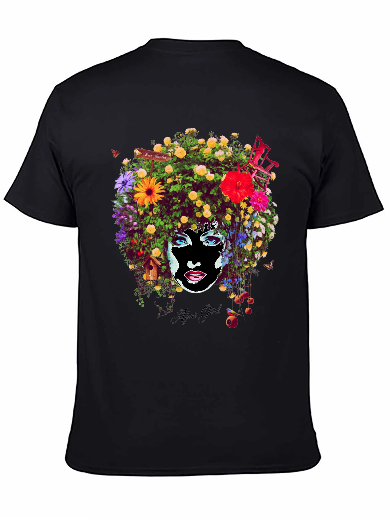 Afro Girl Floral Print T-Shirt