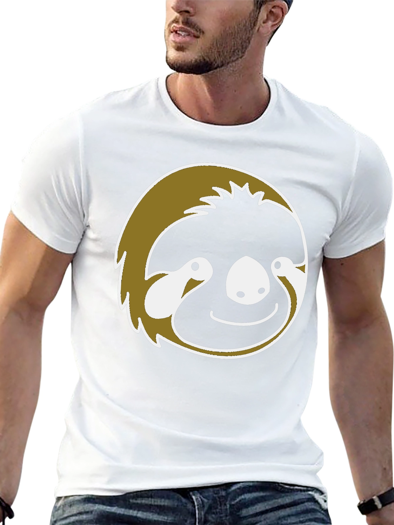Sloth Face Graphic T-Shirt - Black