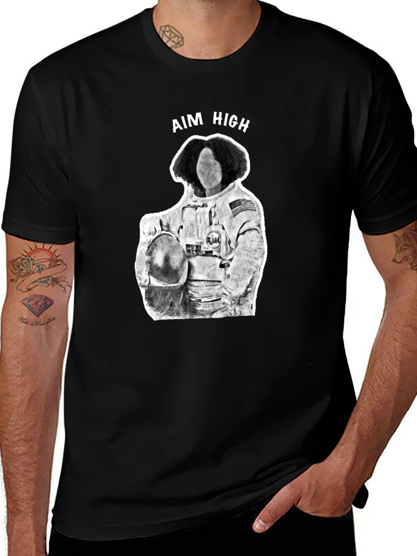 Aim High Astronaut Graphic Tee - Black
