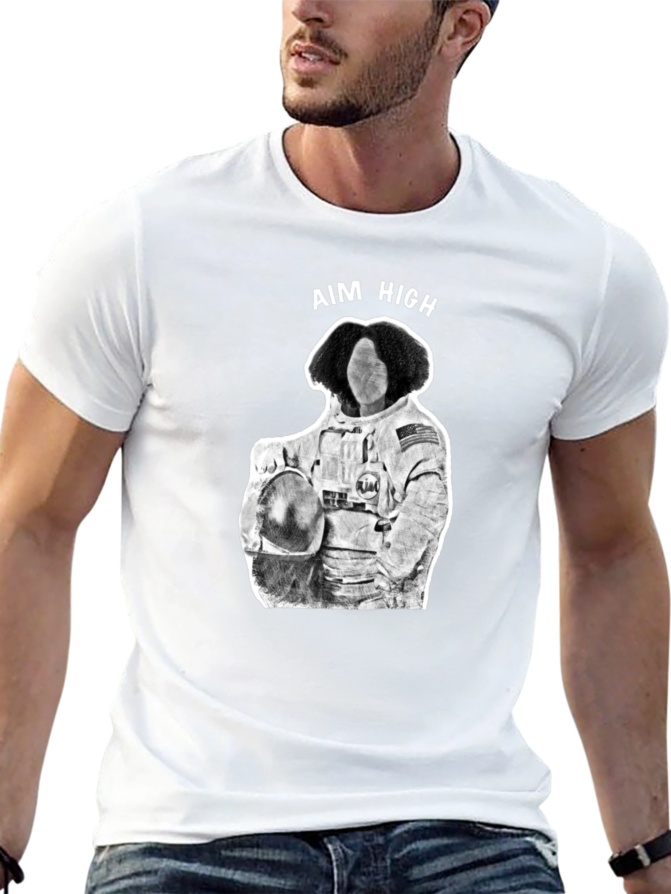 Aim High Astronaut Graphic Tee - Black