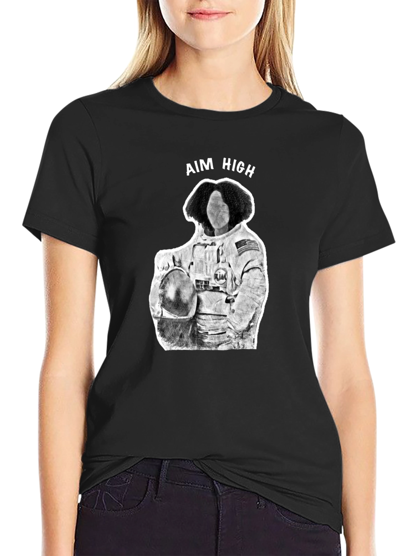 Aim High Astronaut Graphic Tee - Black