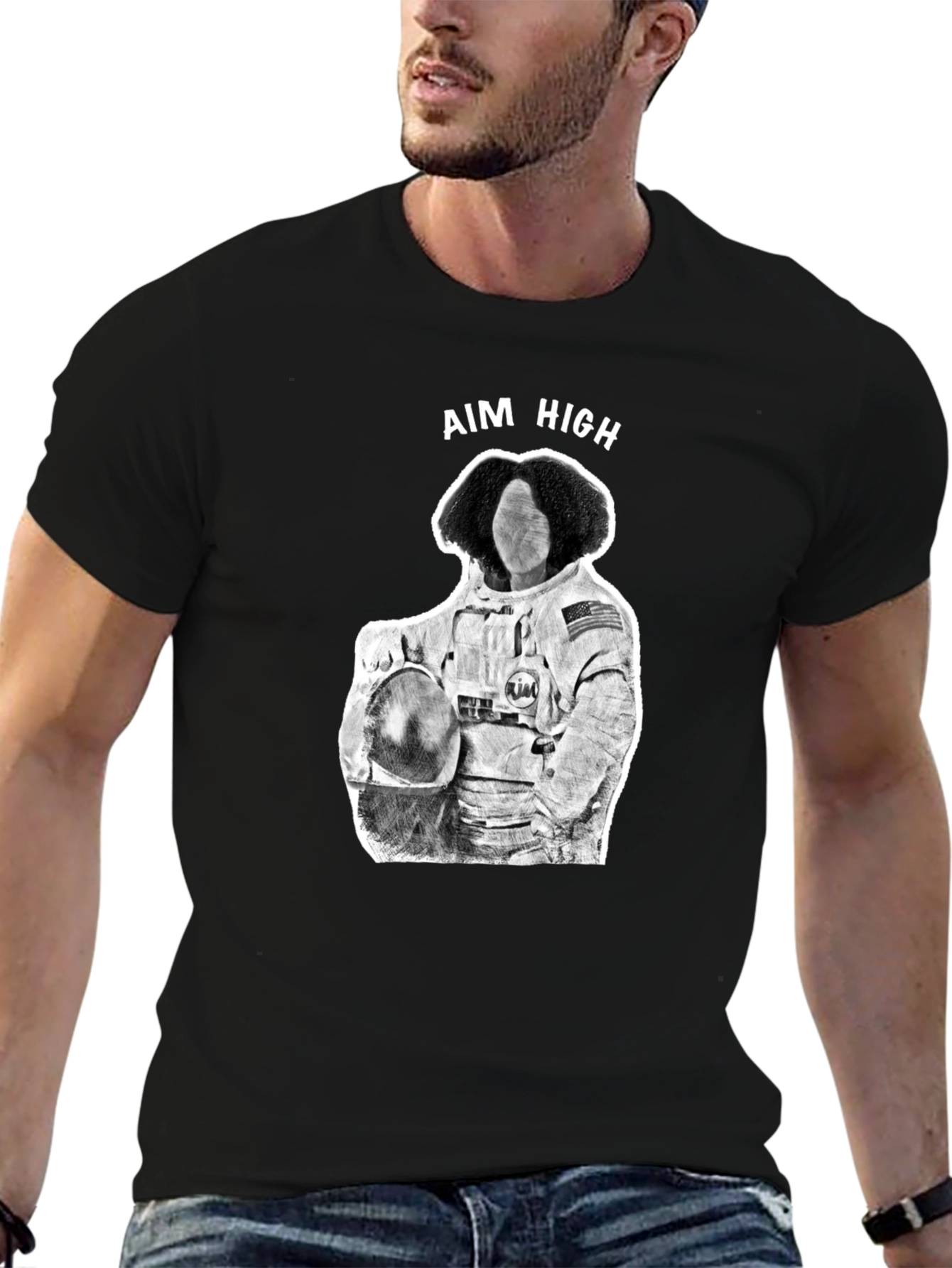 Aim High Astronaut Graphic Tee - Black