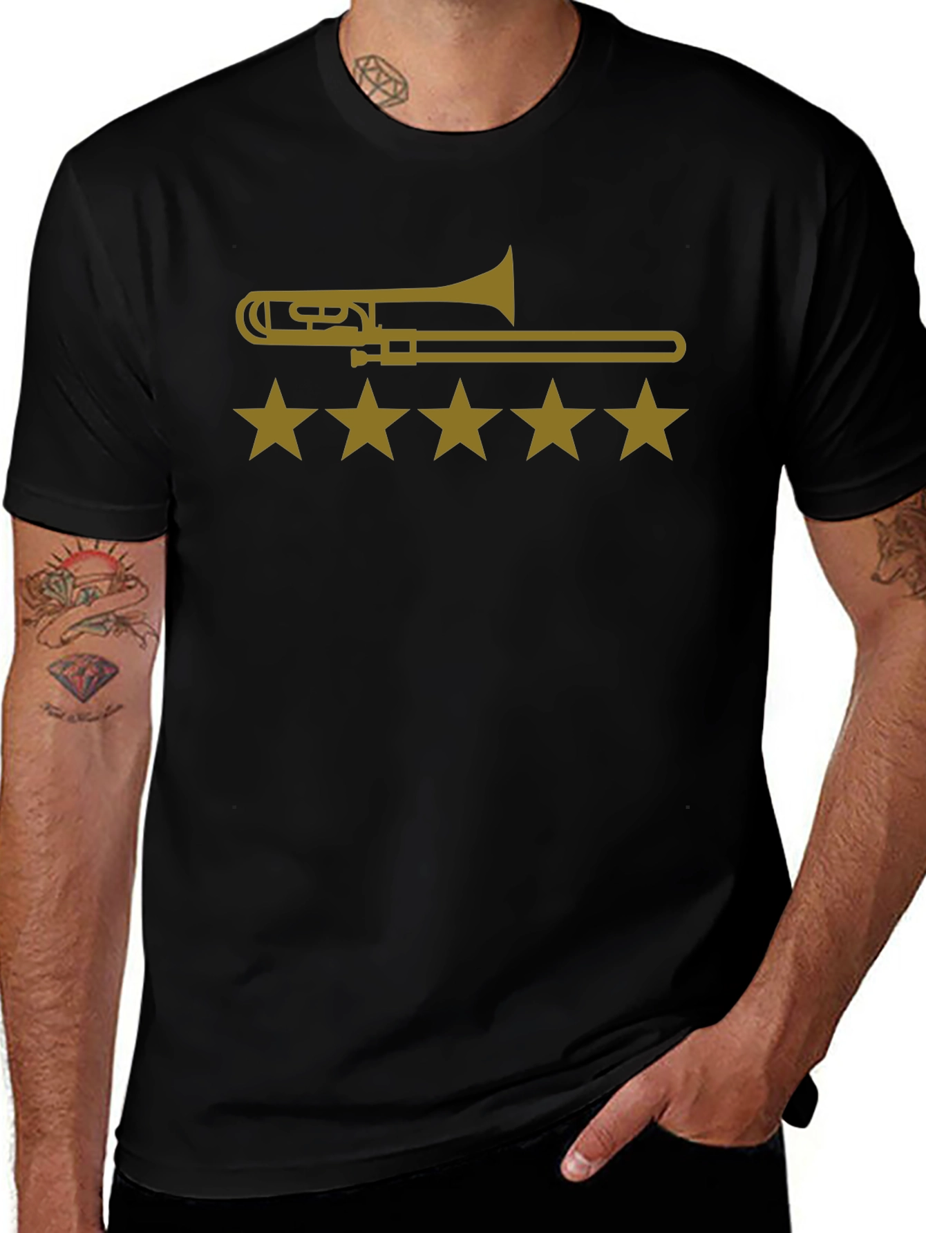 Trombone Star Rating Graphic Tee - Black