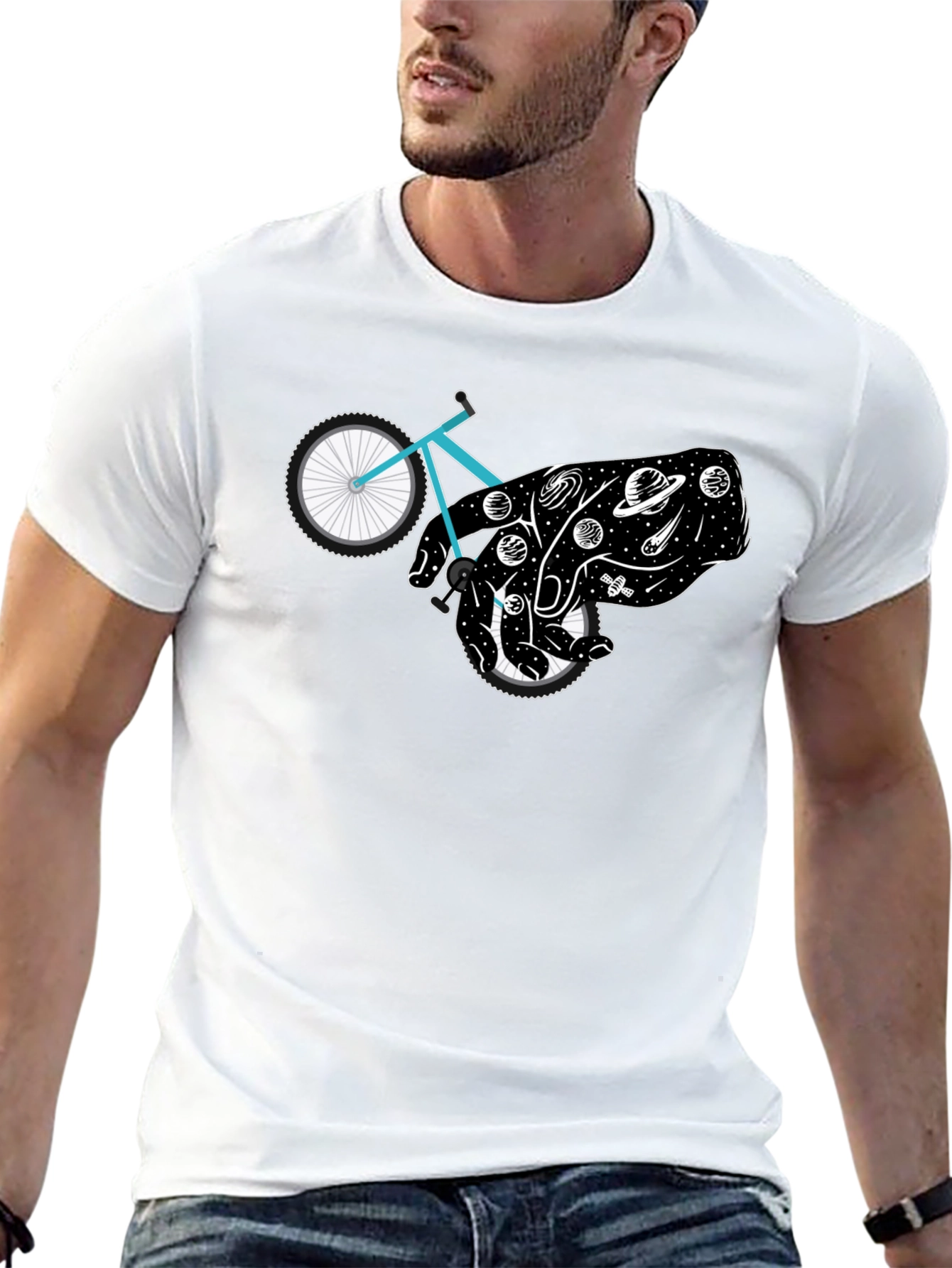Cosmic Cyclist Black Graphic Tee