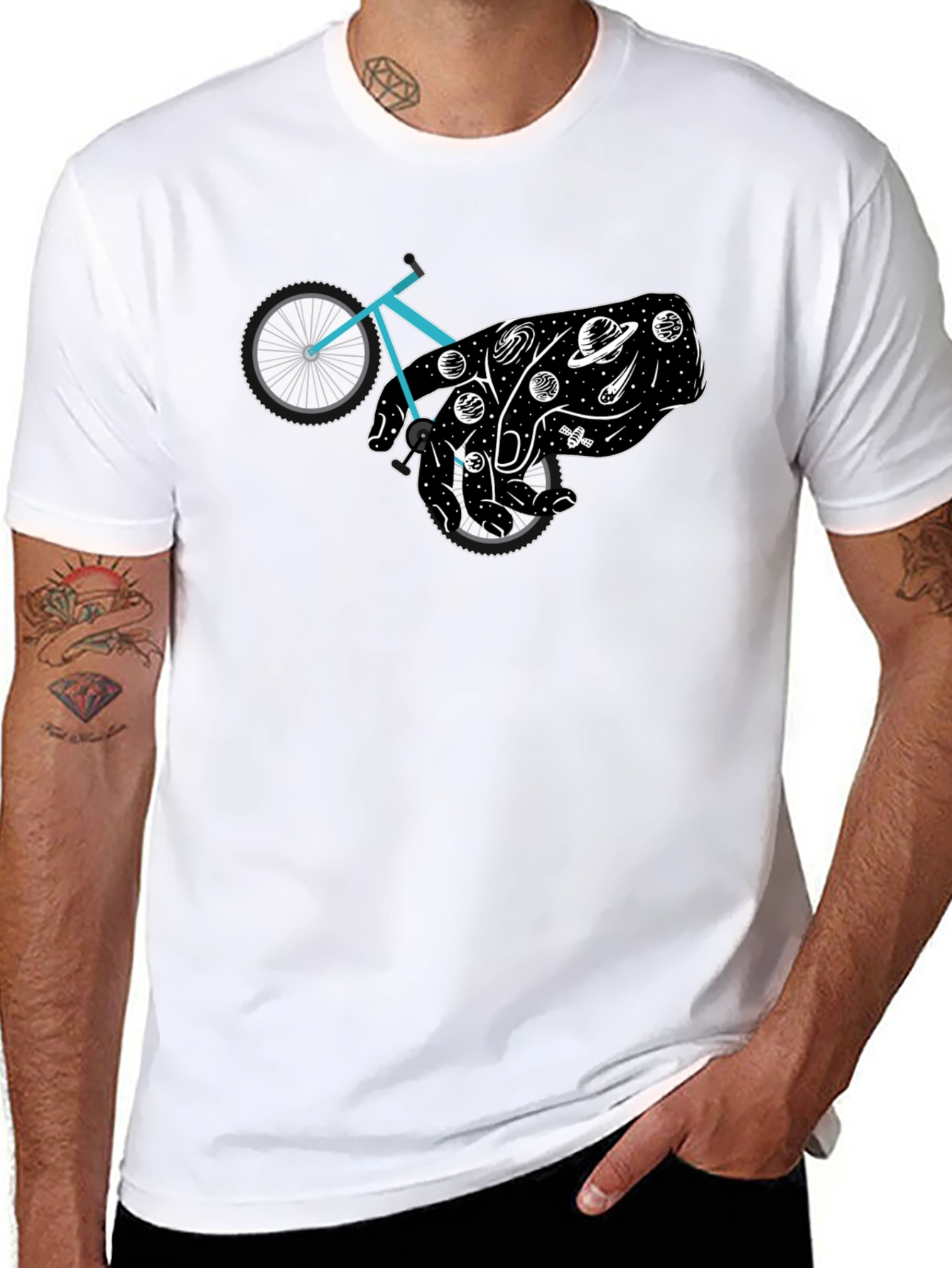 Cosmic Cyclist Black Graphic Tee